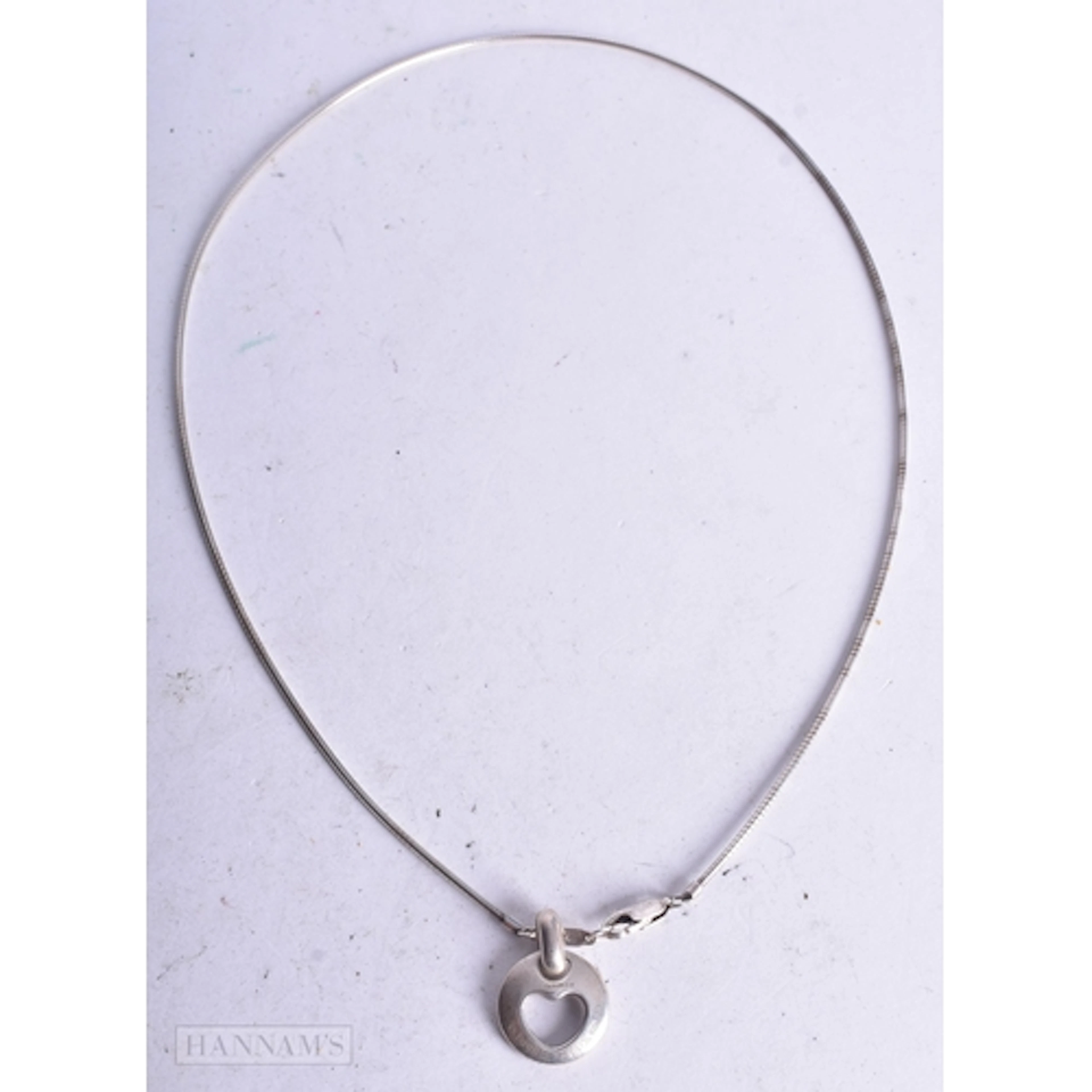 Tiffany & Co Sterling Silver Omega Necklace w/ Heart Pendant...