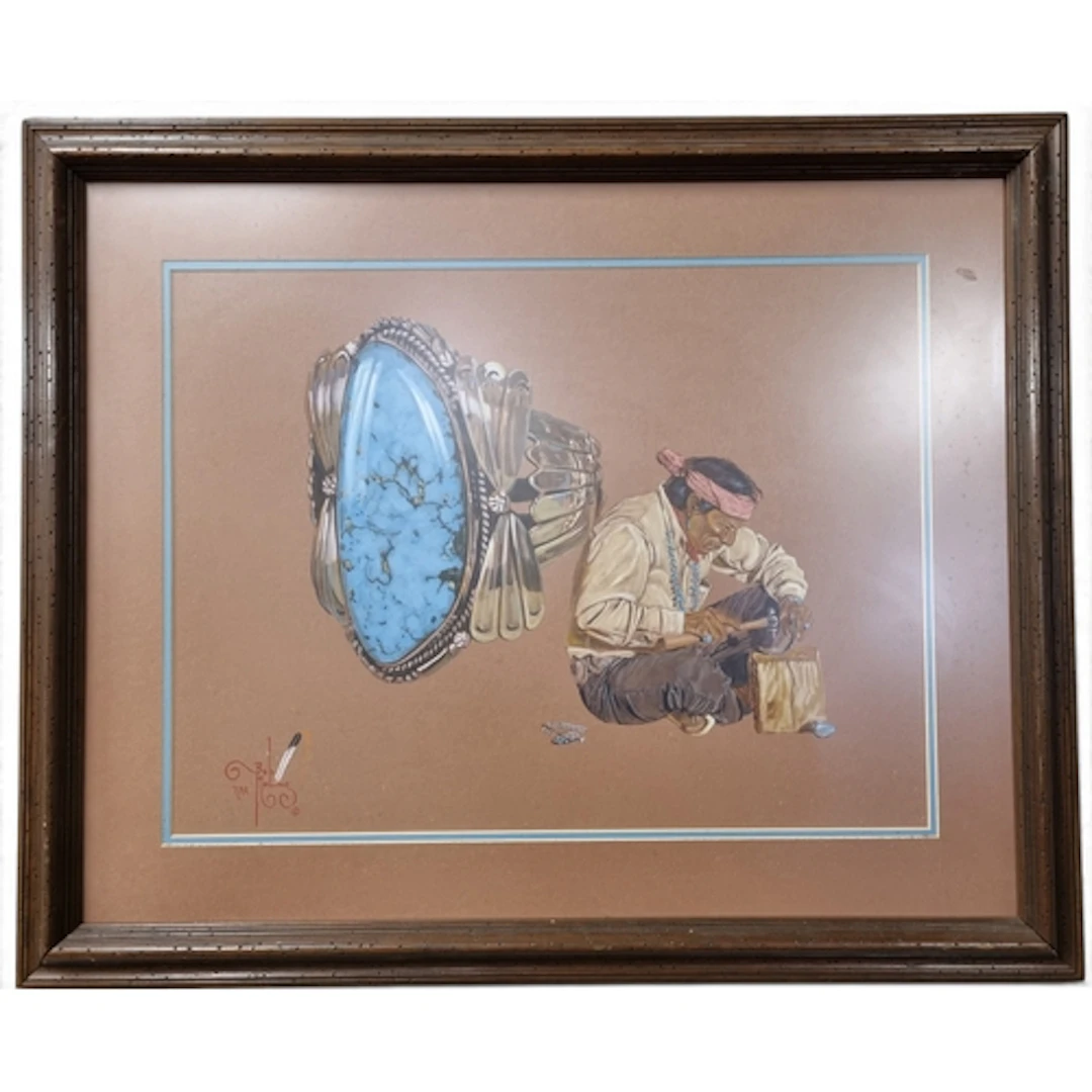 Bob Moling. A large coloured Print of an American Indian. H ...