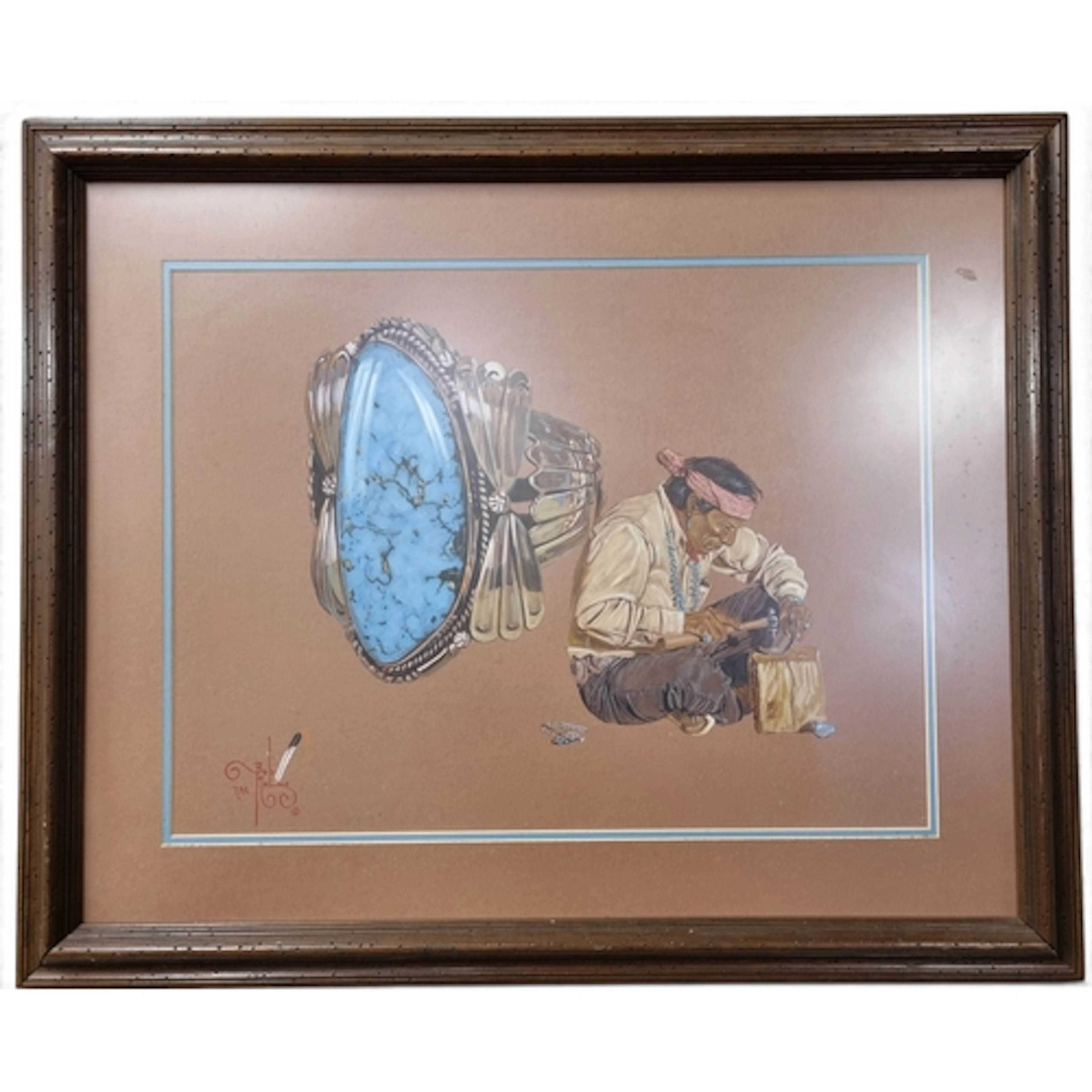 Bob Moling. A large coloured Print of an American Indian. H ...