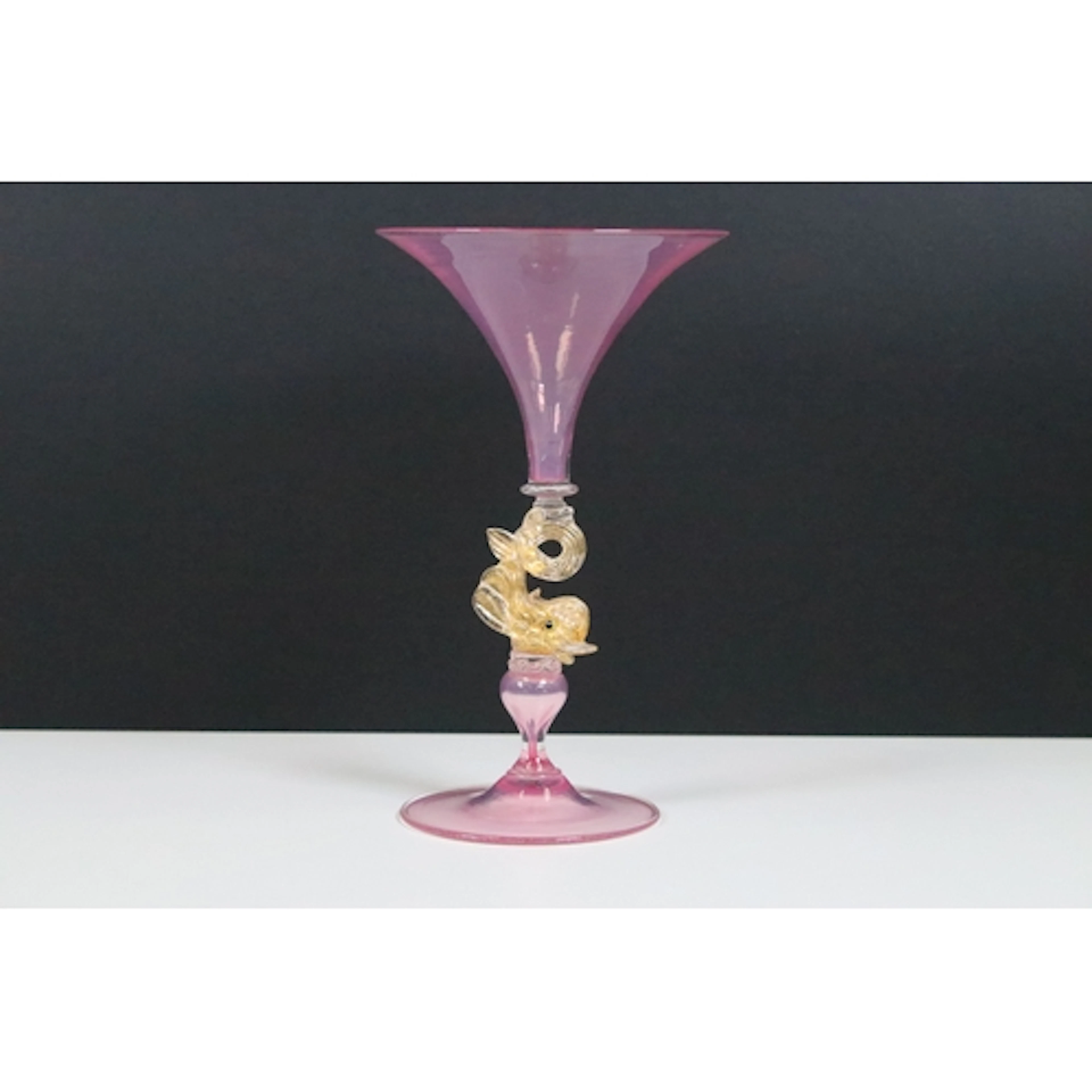 Venetian Murano Salviati pink glass goblet, the stem in the ...