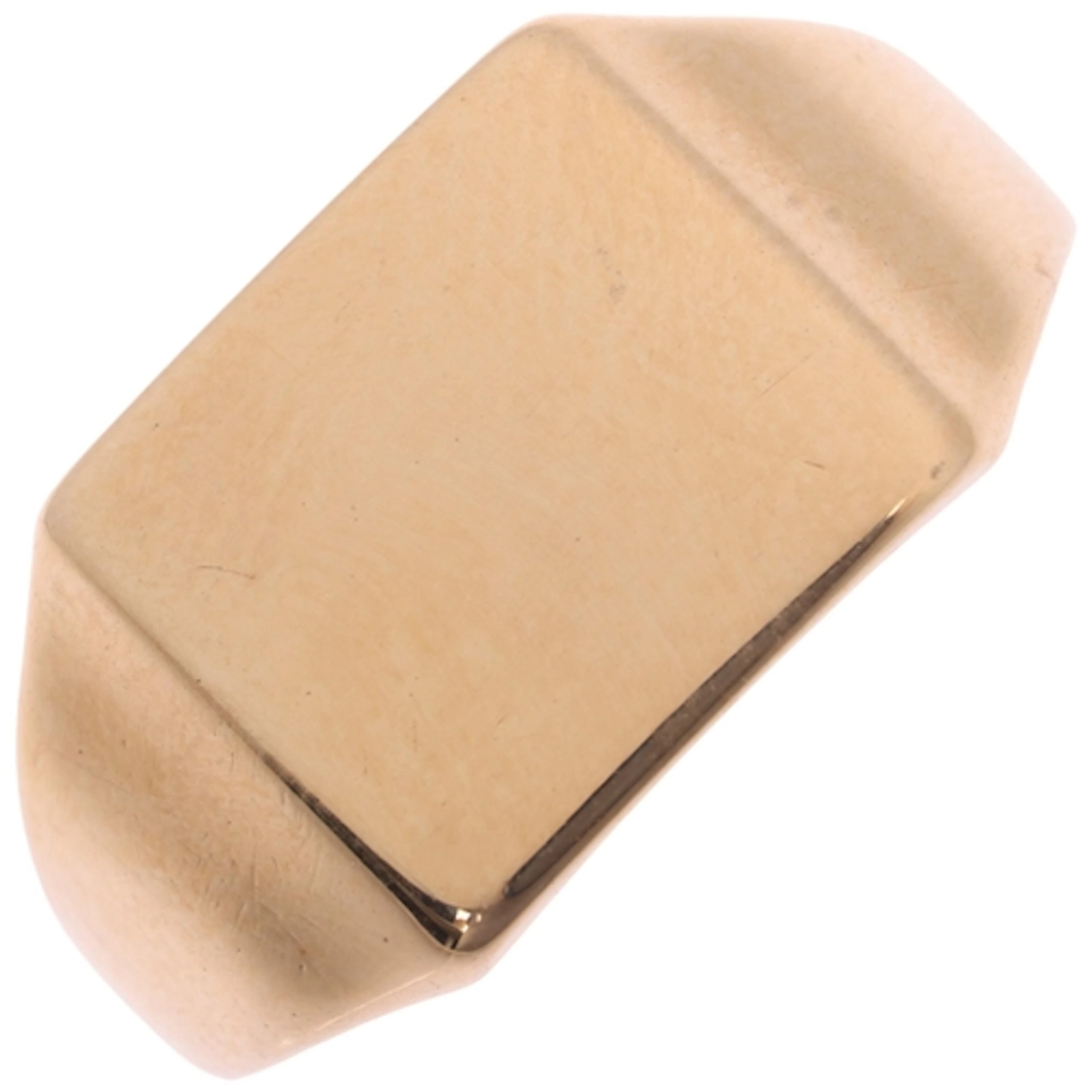 A 9ct gold signet ring, maker T&S, Chester 1947, plain squar...