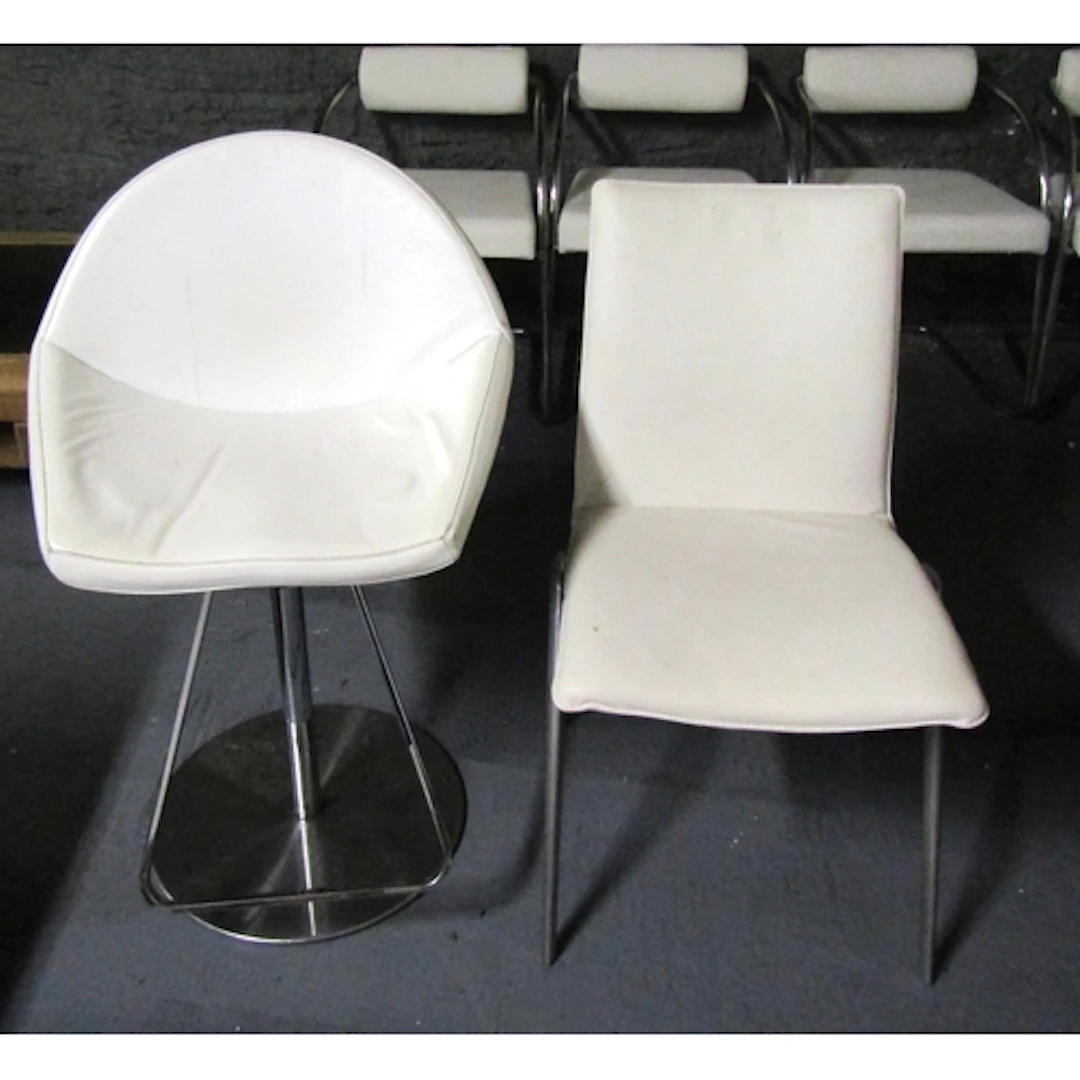 Modern Upholstered Kitchen Stool Chrome Plated Base and Mode...