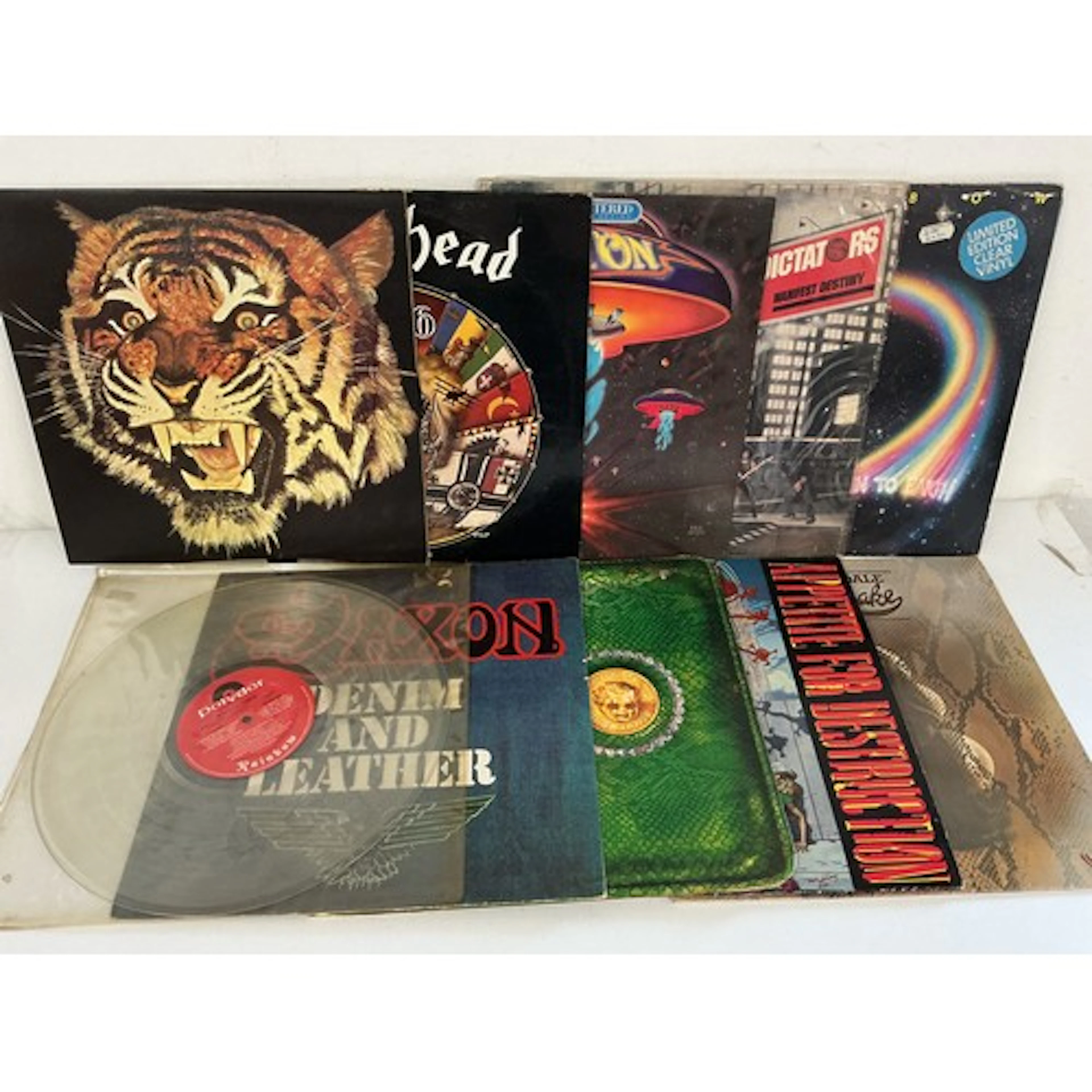 Two bags containing 20 rock LPs by various artists including...