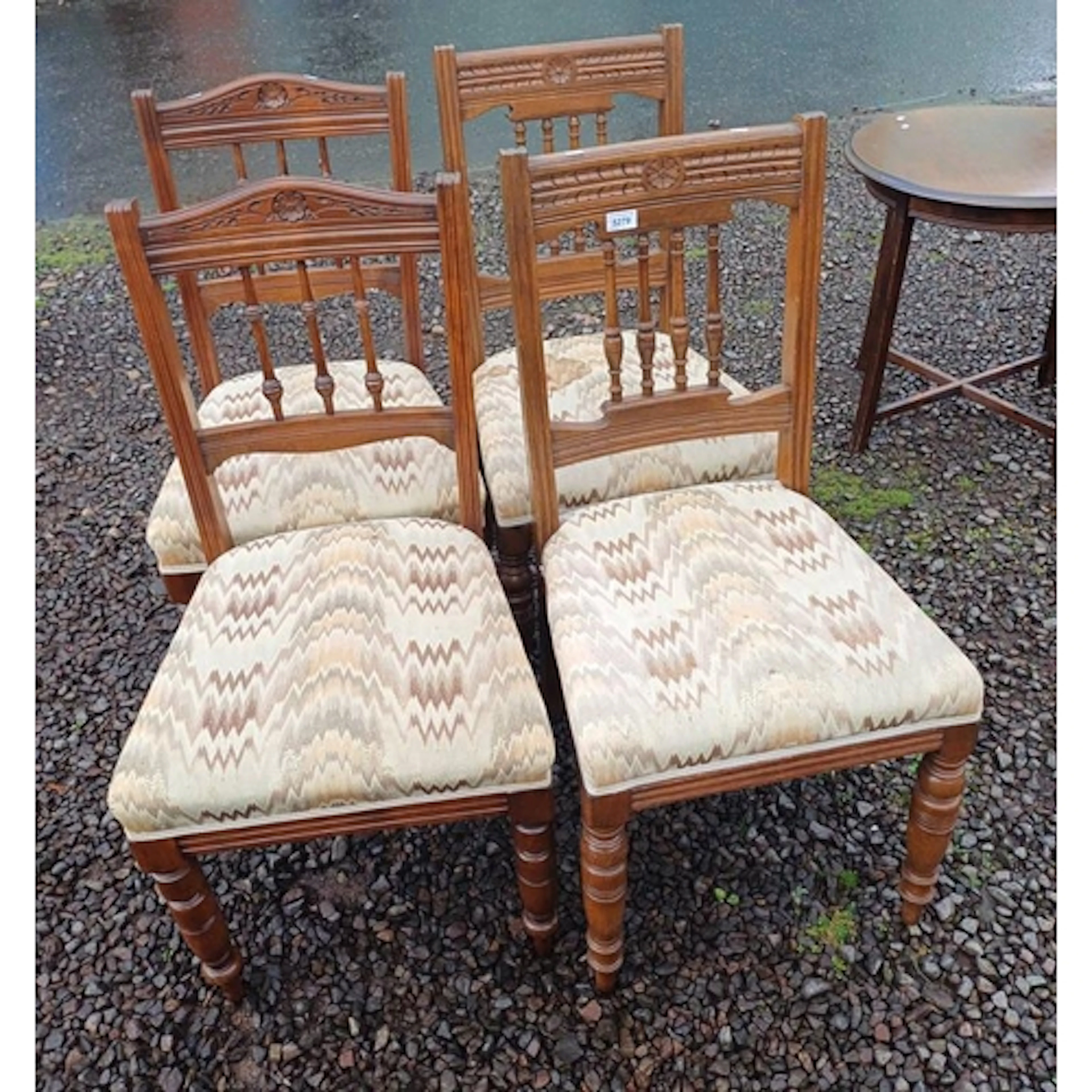 PAIR OF LATE 19TH CENTURY OAK DINING CHAIRS ON RING-TURNED S...