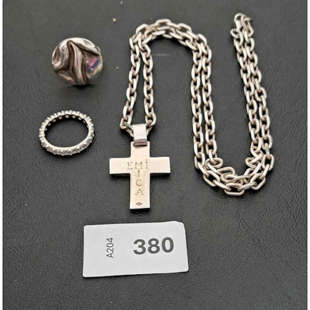 THREE PIECES OF SILVER JEWELLERY comprising a Danish ring by...