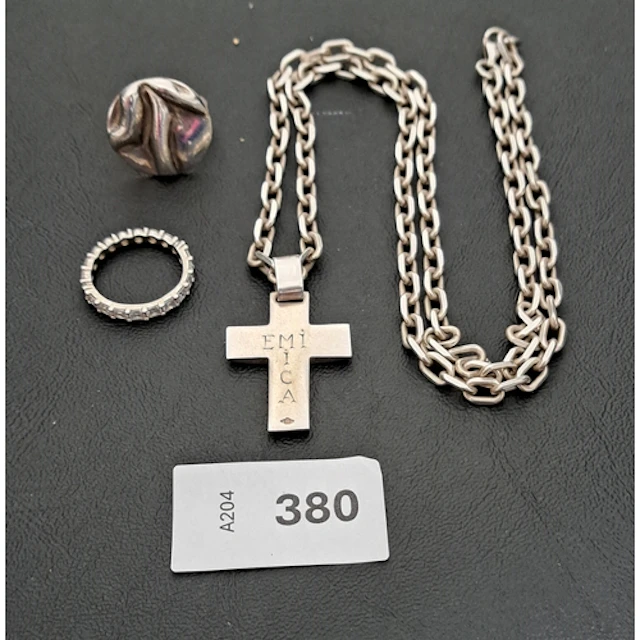 THREE PIECES OF SILVER JEWELLERY comprising a Danish ring by...