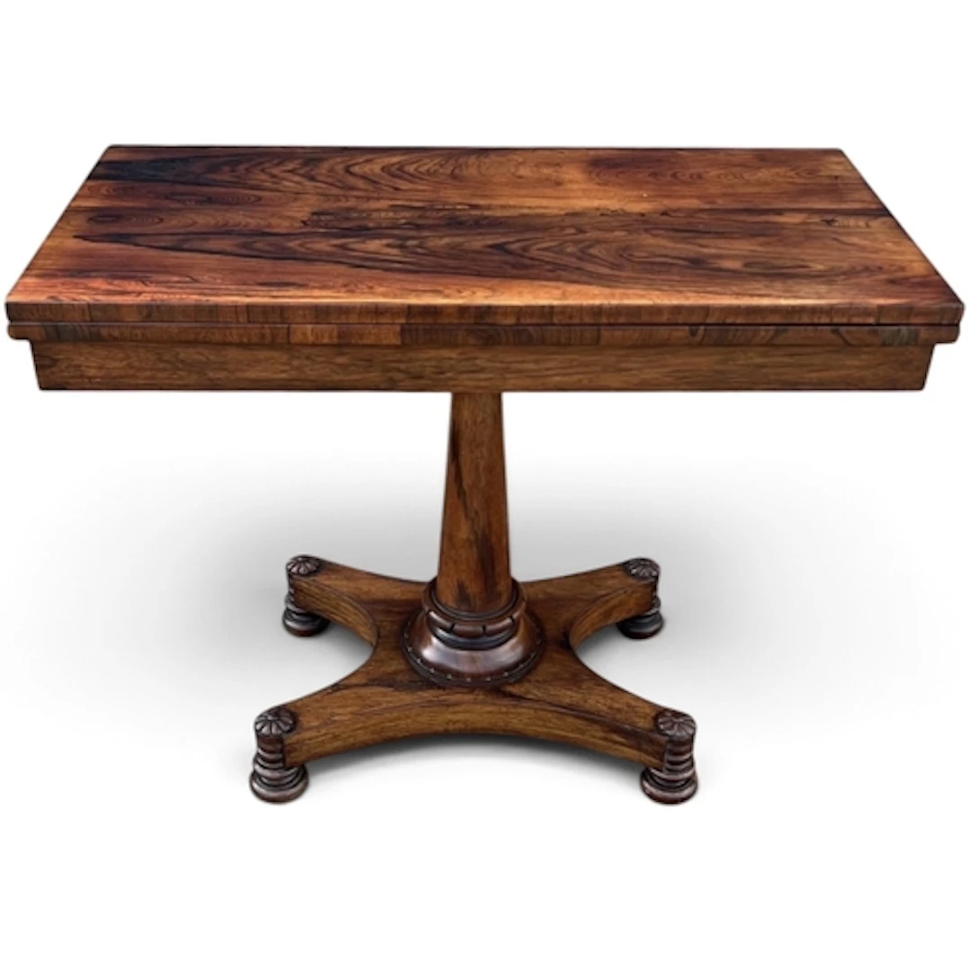 A WILLIAM IV ROSEWOOD CARD TABLE, IN THE MANNER OF GILLOWS W...
