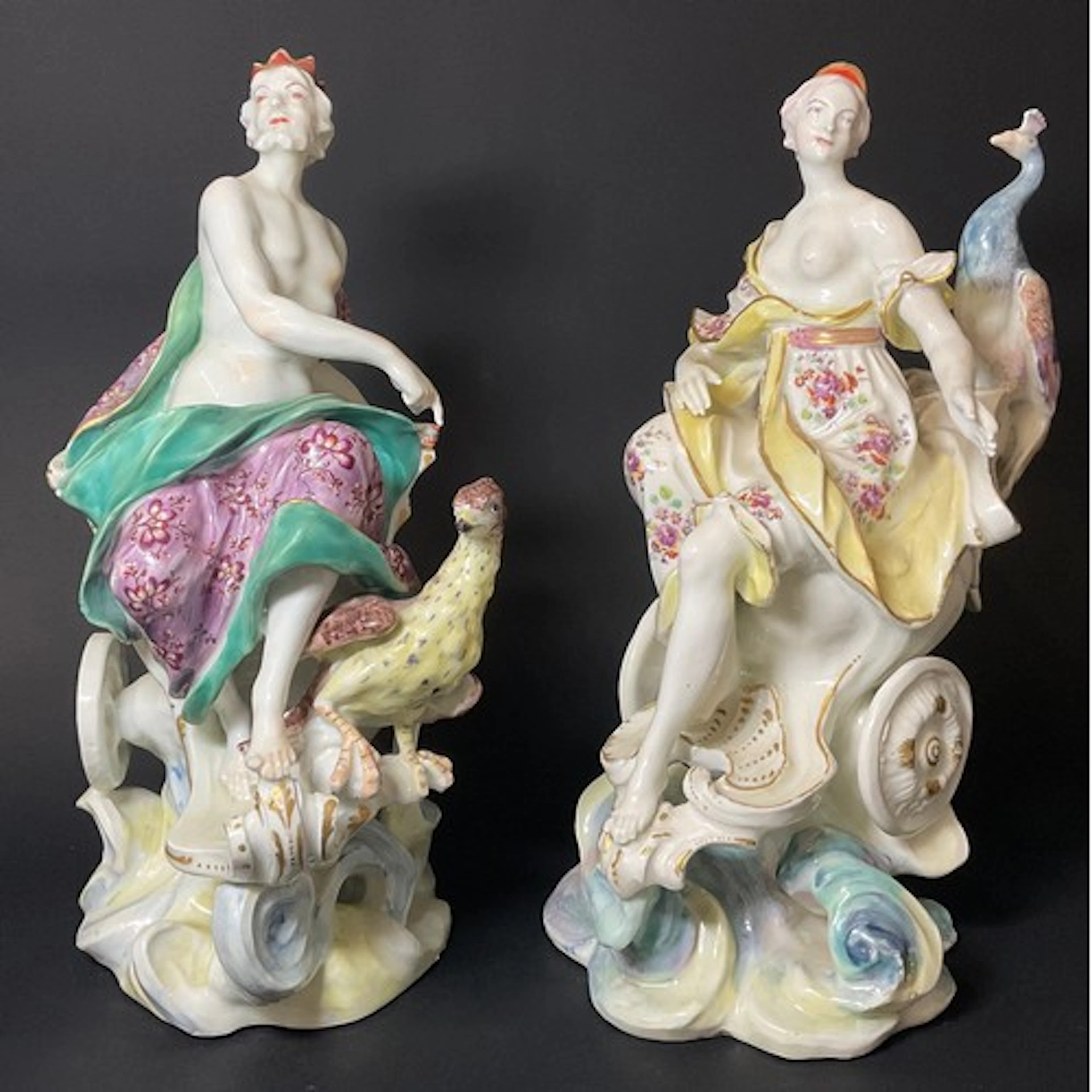 A pair of Derby patch mark figures, Juno and Jupiter, each c...