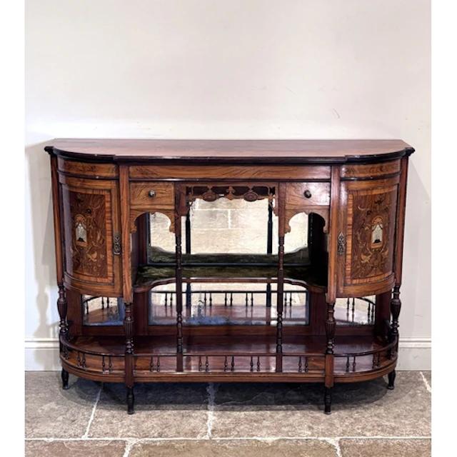 A Victorian walnut and mother of pearl inlaid marquetry side...