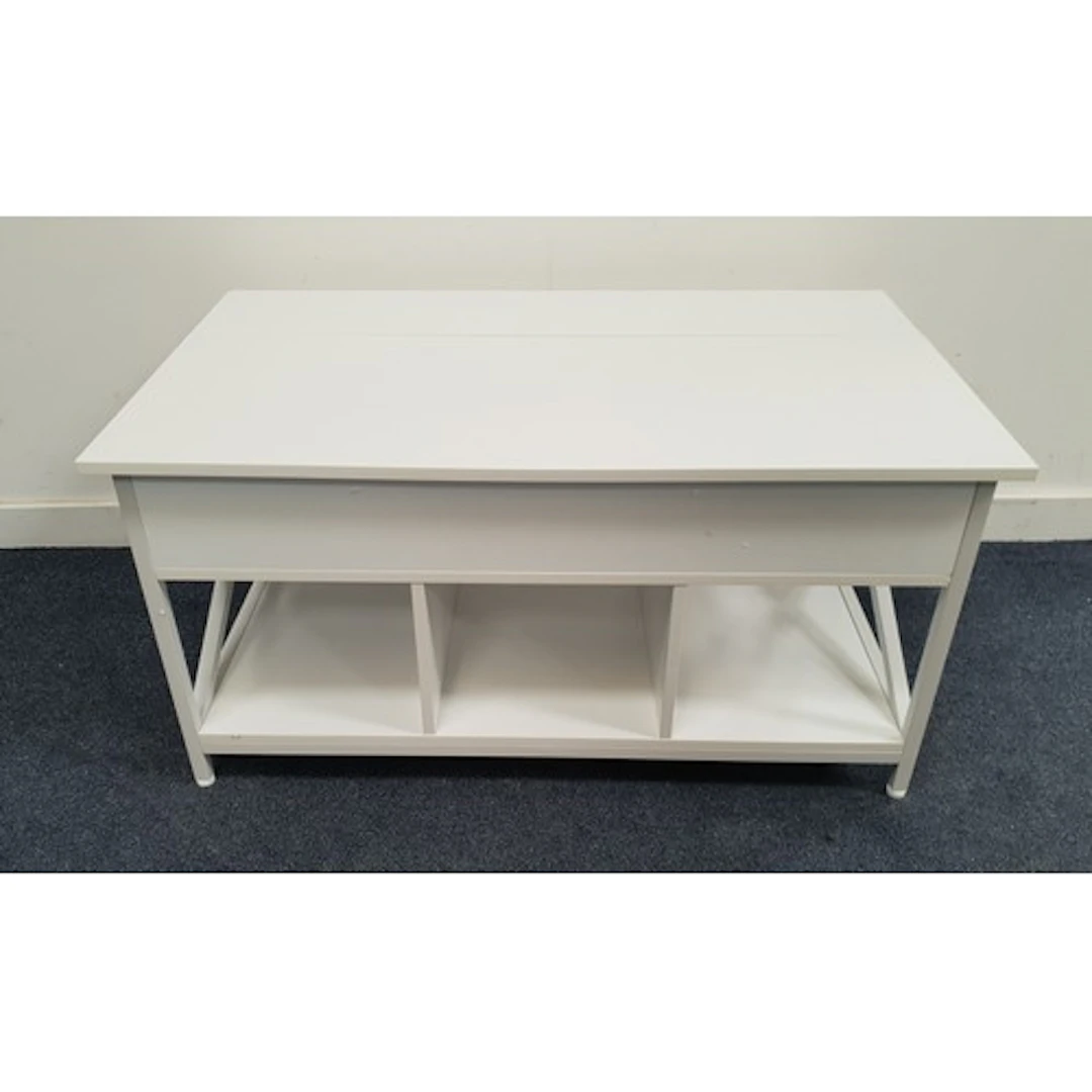 WHITE CONTEMPORARY METAMORPHIC COFFEE TABLE of brushed meta...