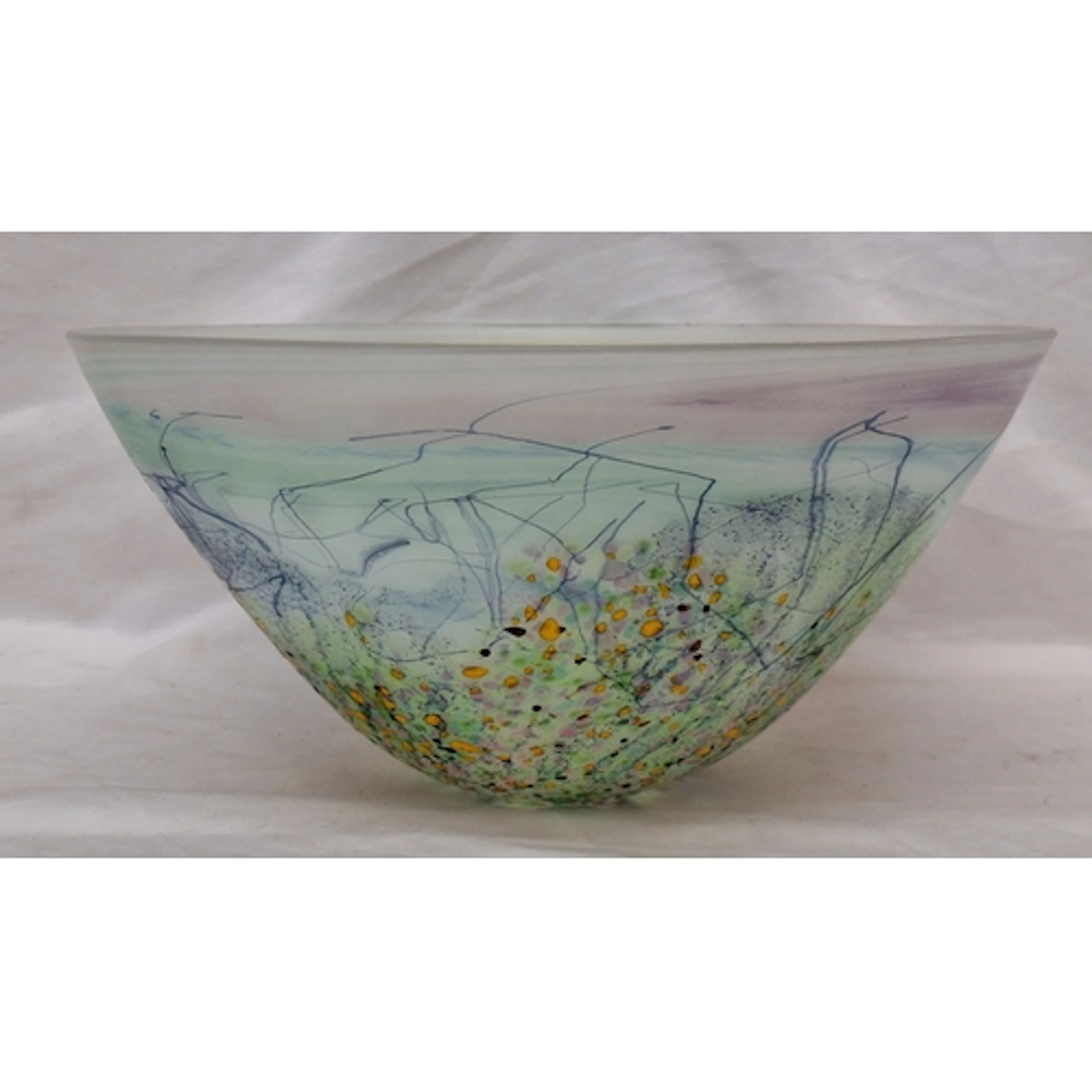 Extra Large Peter Layton Studio Art Glass Bowl Landscape/Flo...