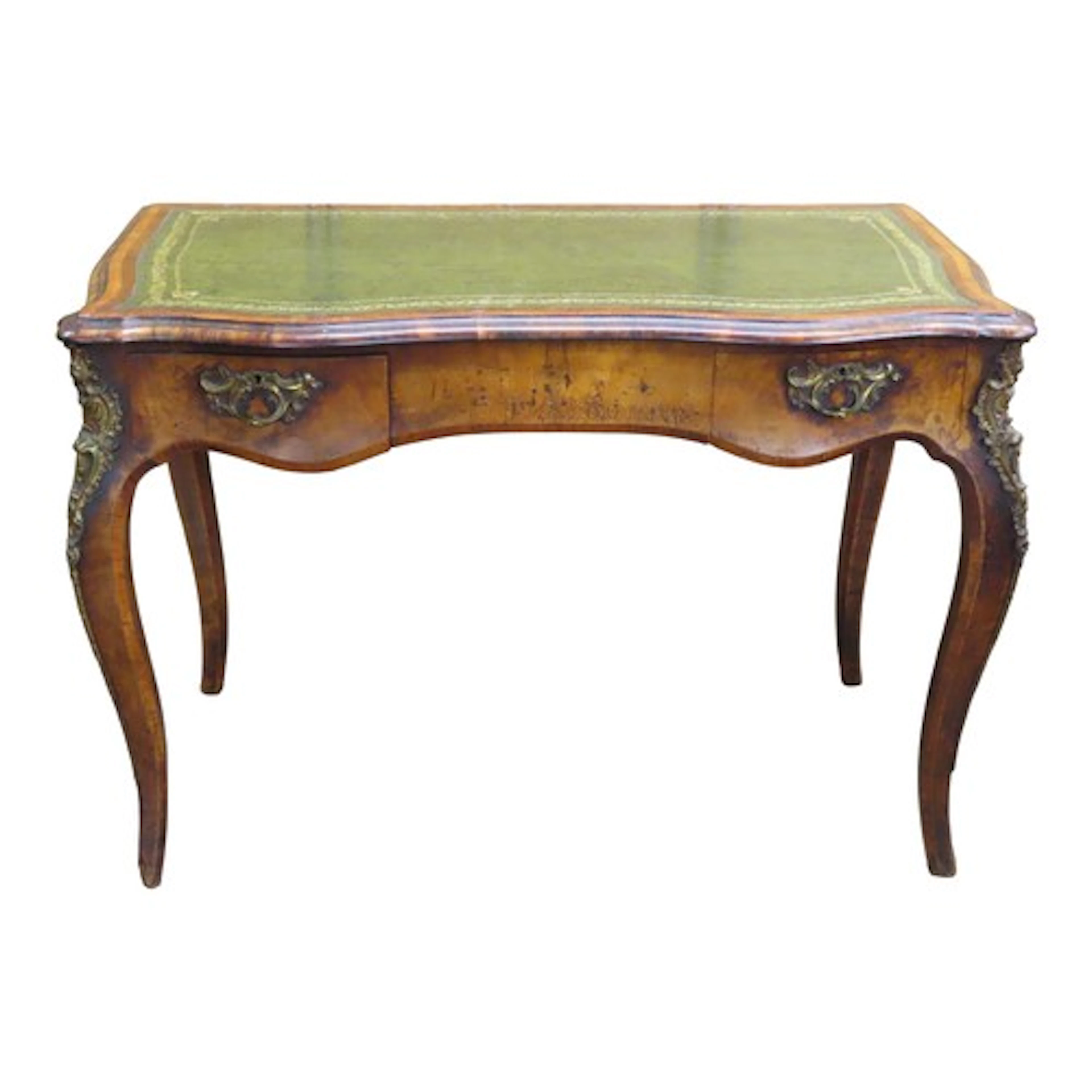 A mid 19th century English walnut writing table in the Frenc...