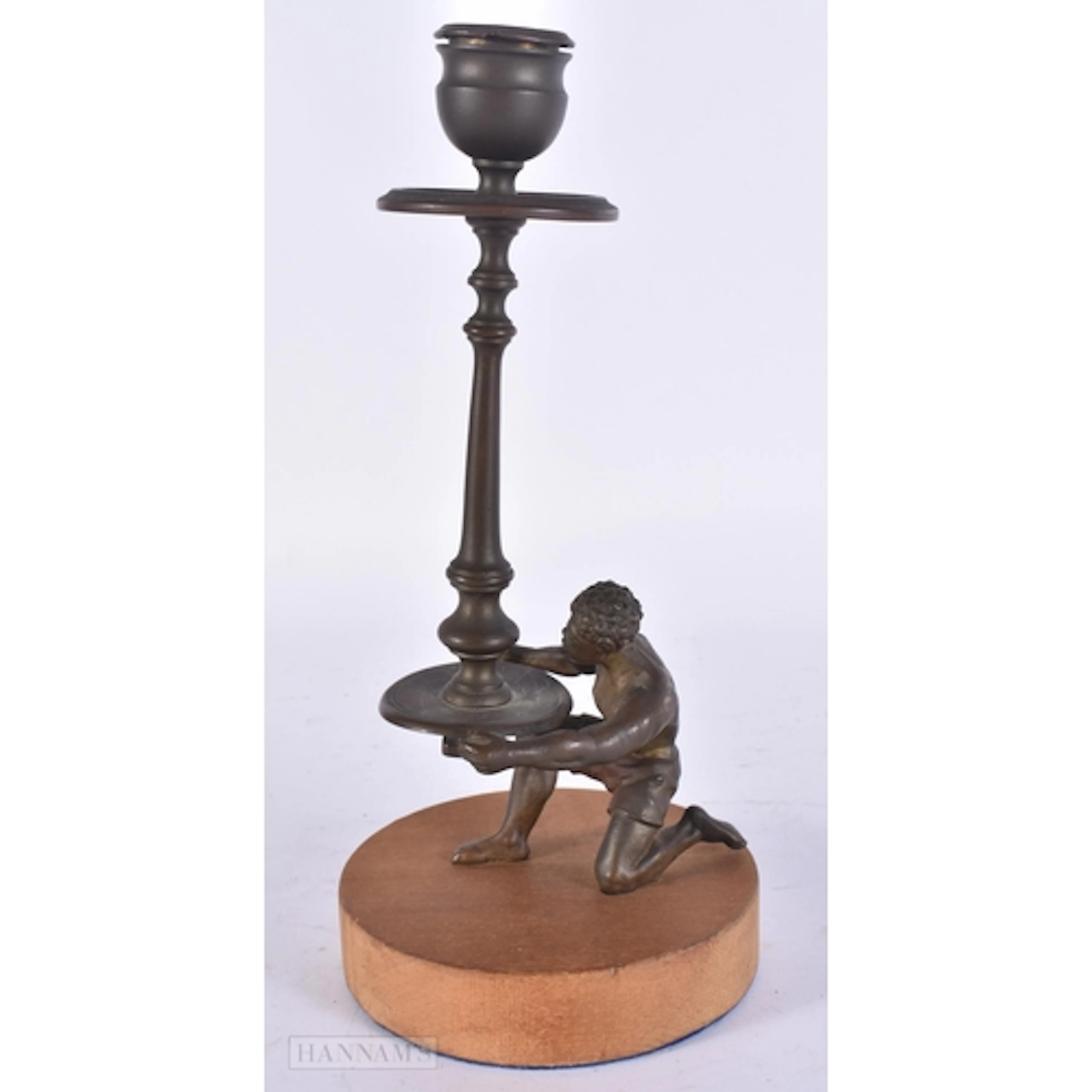 A LATE 19TH CENTURY AUSTRIAN COLD PAINTED BRONZE NUBIAN CAND...