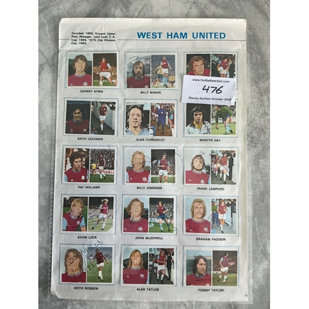 West Ham 1975 FA Cup Winners Signed Football Cards: Page rem...