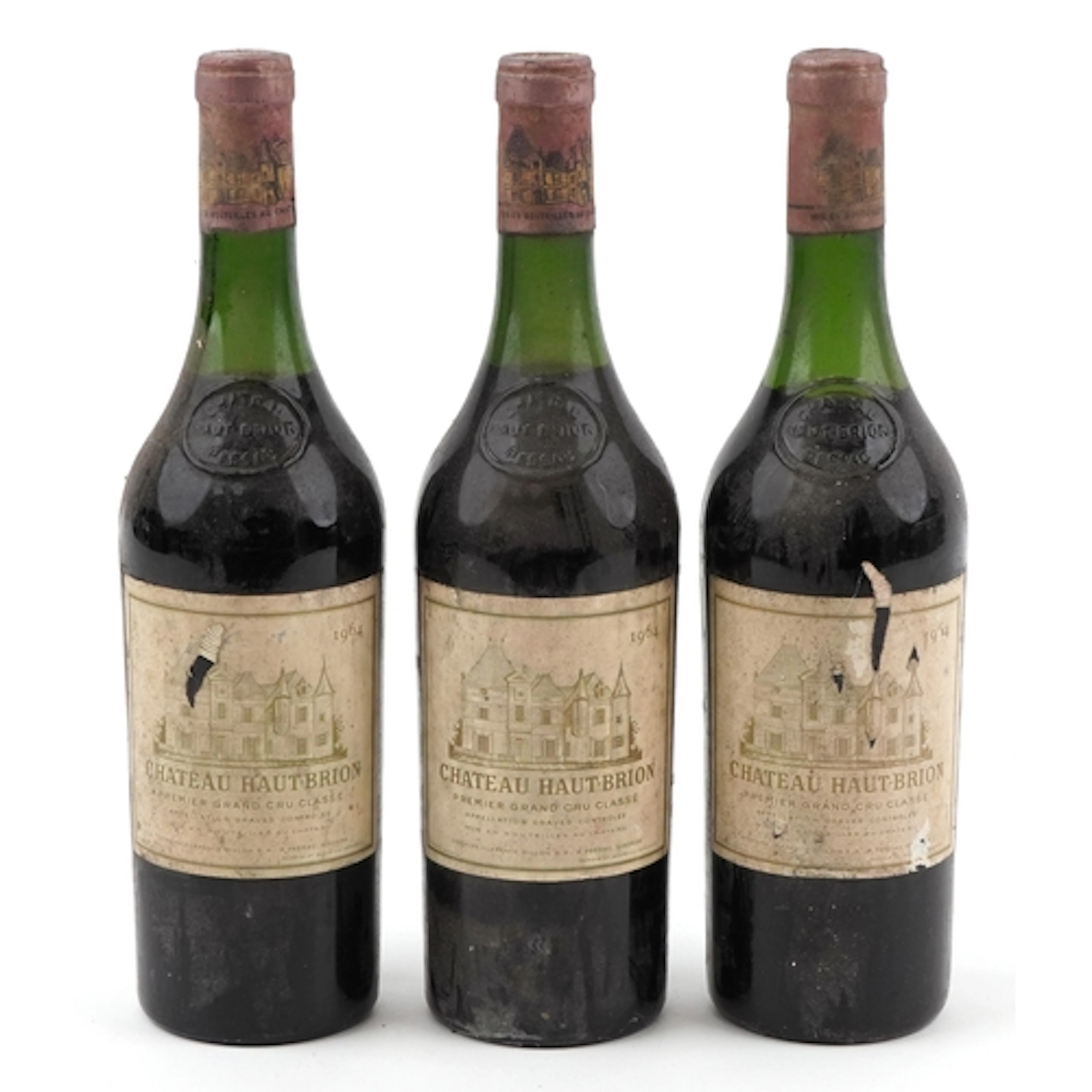 Three bottles of 1964 vintage Château Haut-Brion Premier Gra...