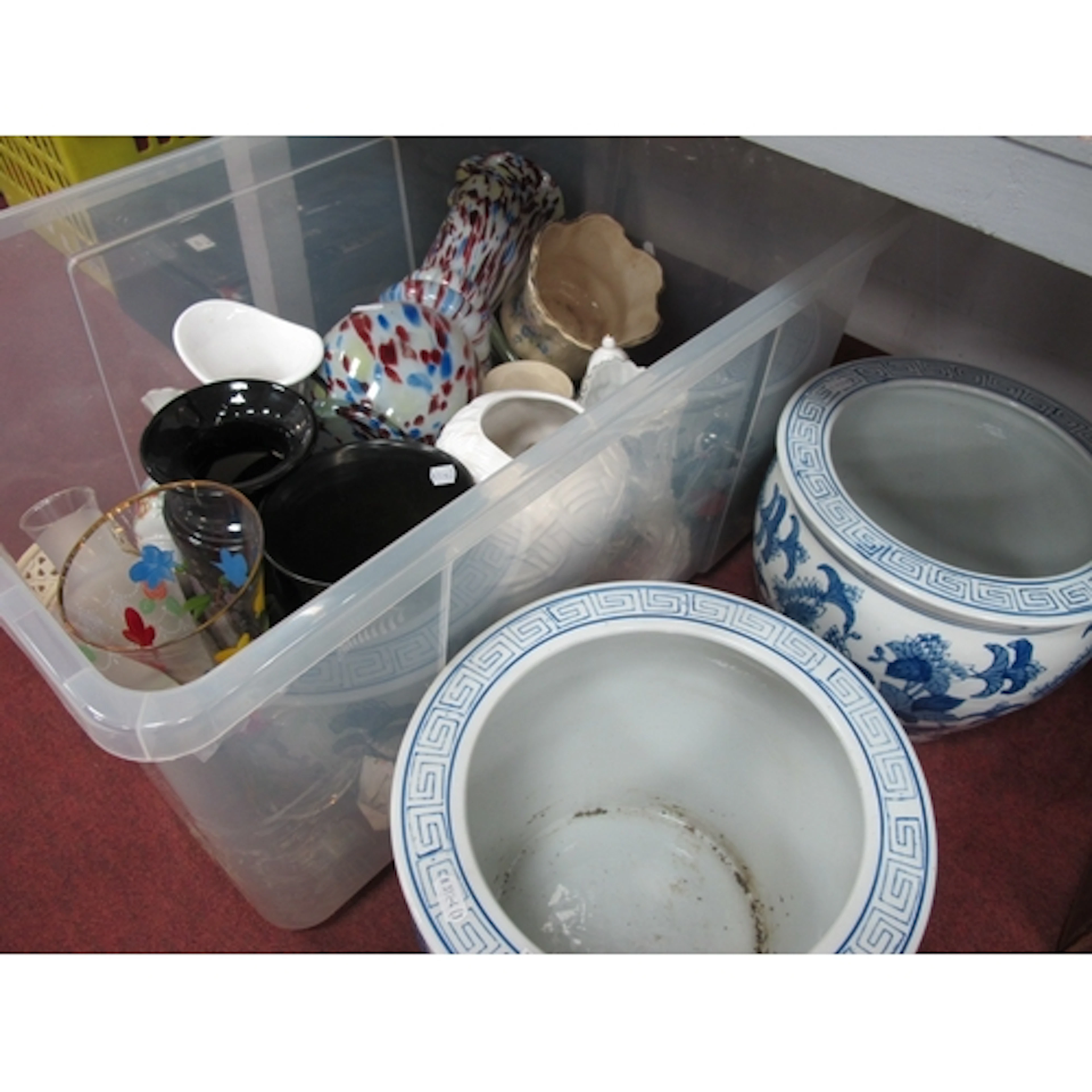Ceramics and glassware, including a pair of large Chinese bl...