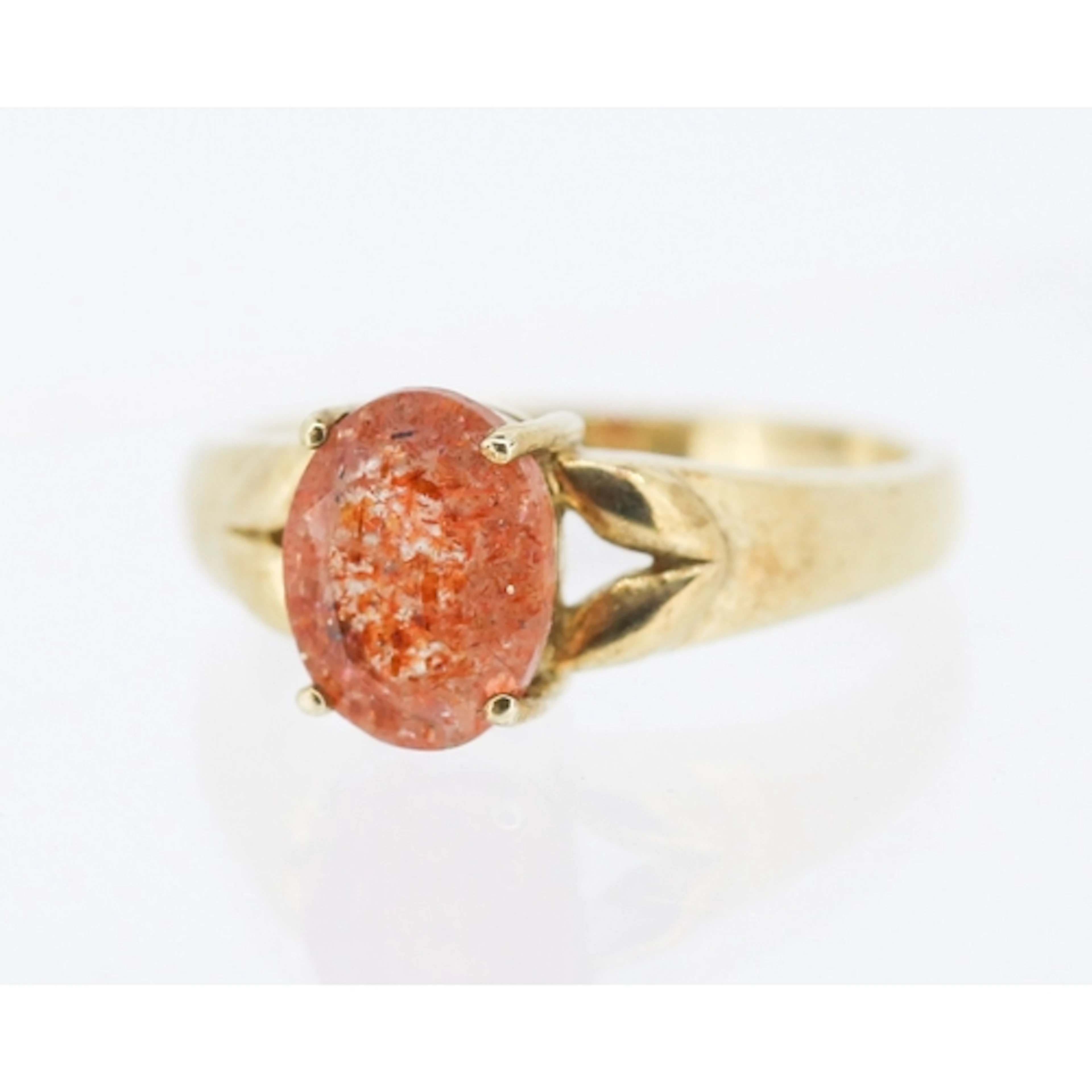 Confetti Sunstone Set Single Stone Ring Mounted in 9 Carat Y...