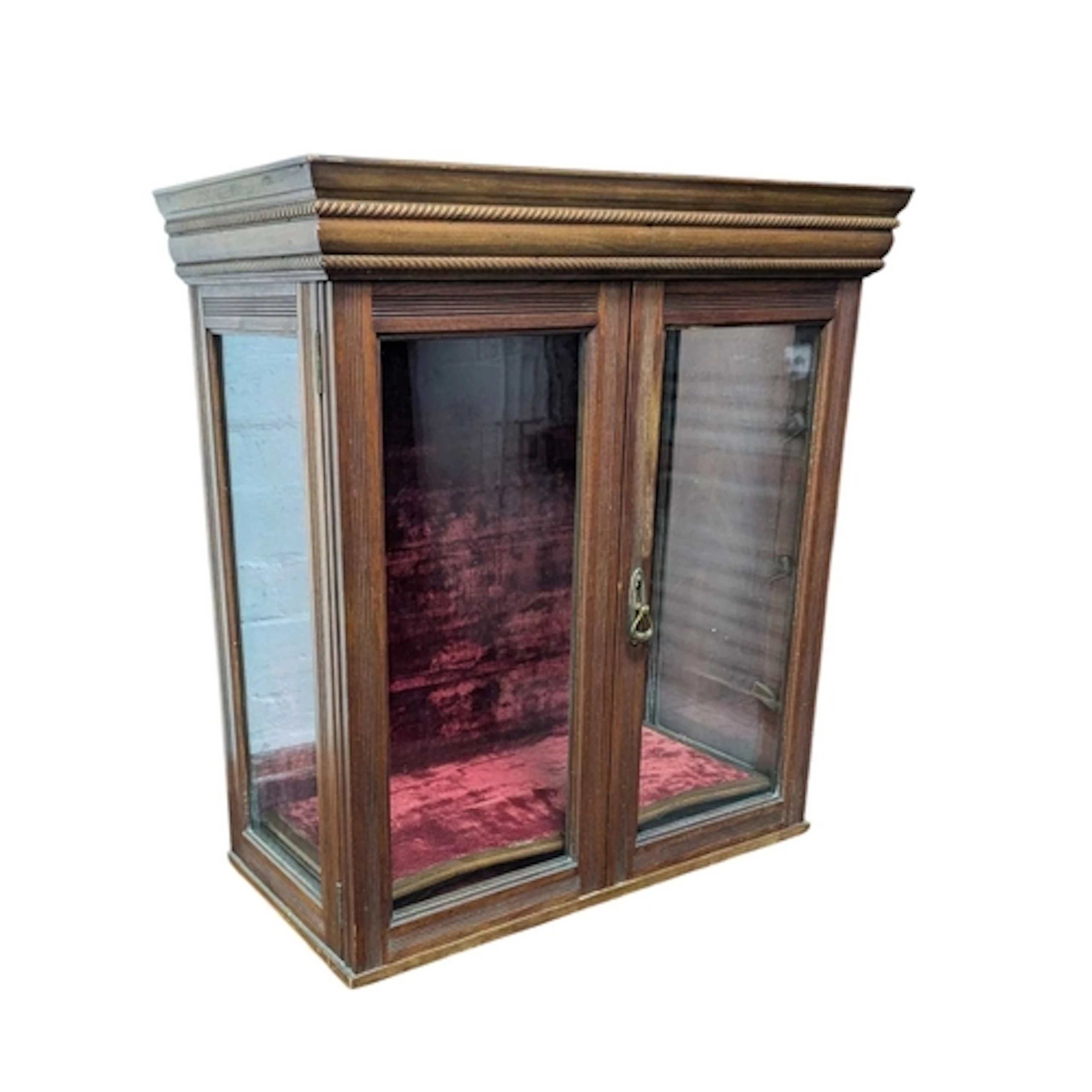 An Edwardian circa 1900s wall hanging display cabinet. The c...