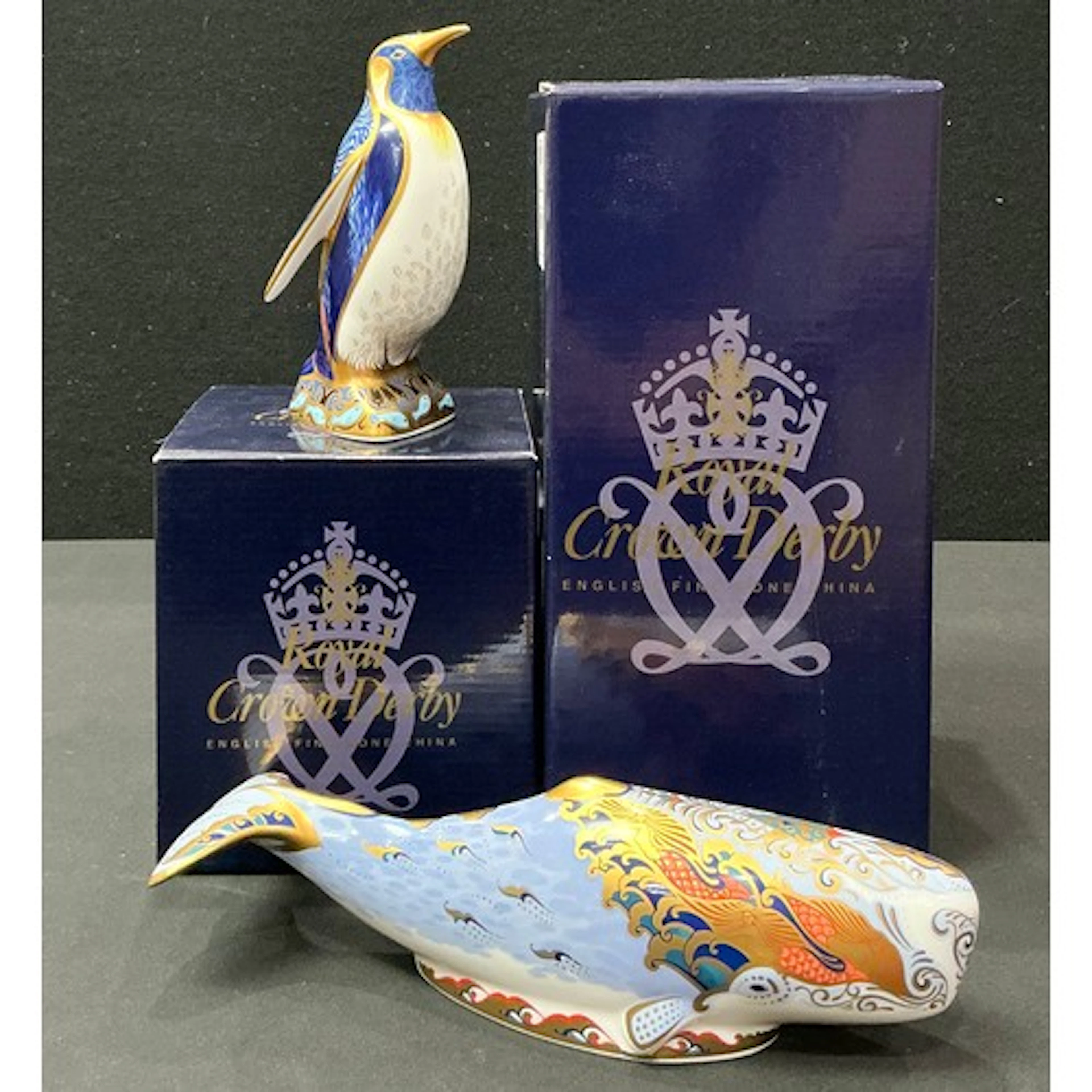 A Royal Crown Derby paperweight, Oceanic Whale, Collectors G...