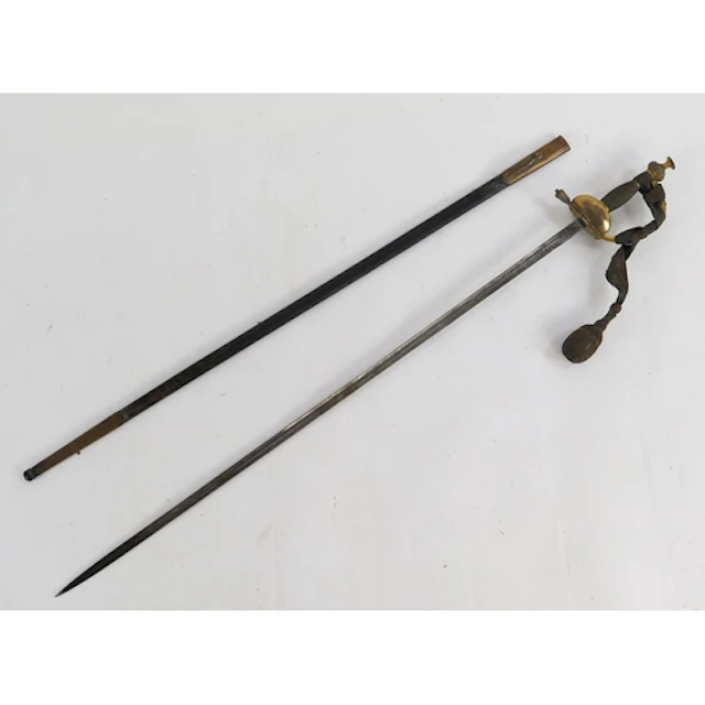 A Prussian Cuirassier officer's sword with scabbard and port...
