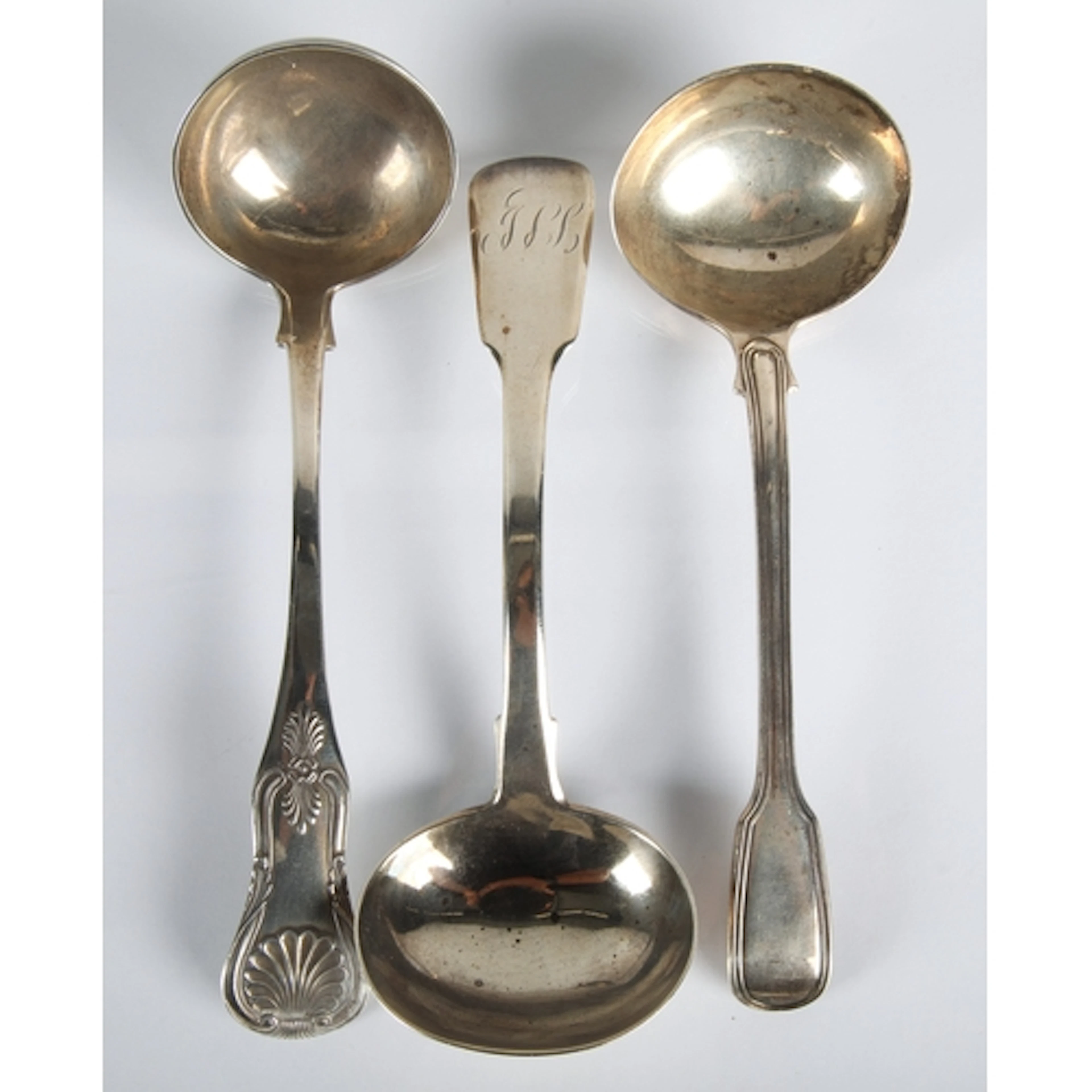 Three silver ladles, gross weight 223.8g.