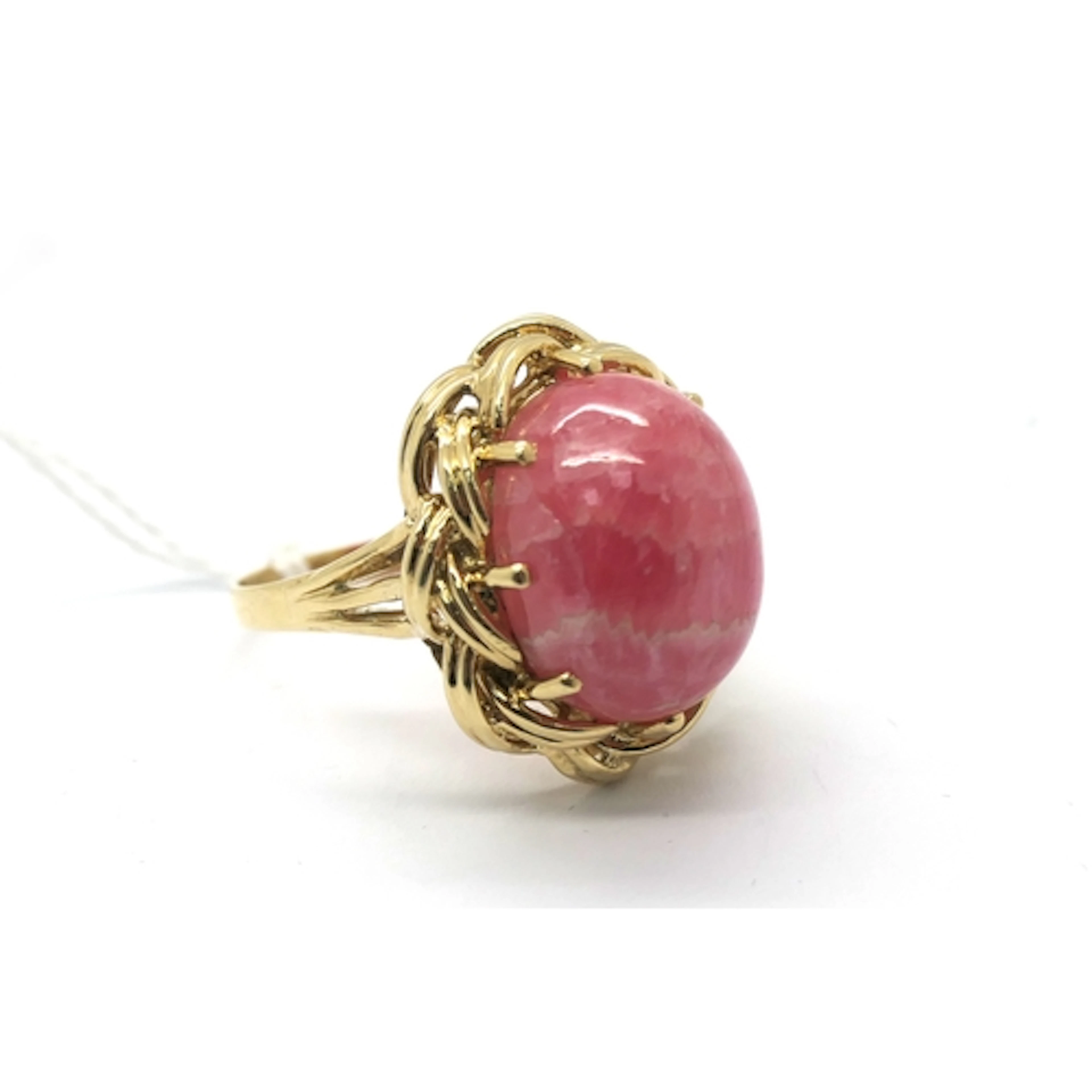A Rhodochrosite Single Stone Dress Ring, oval high cabochon ...
