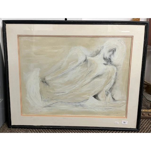 A. Wyllie, View of a nude model, Mixed media, signed lower r...