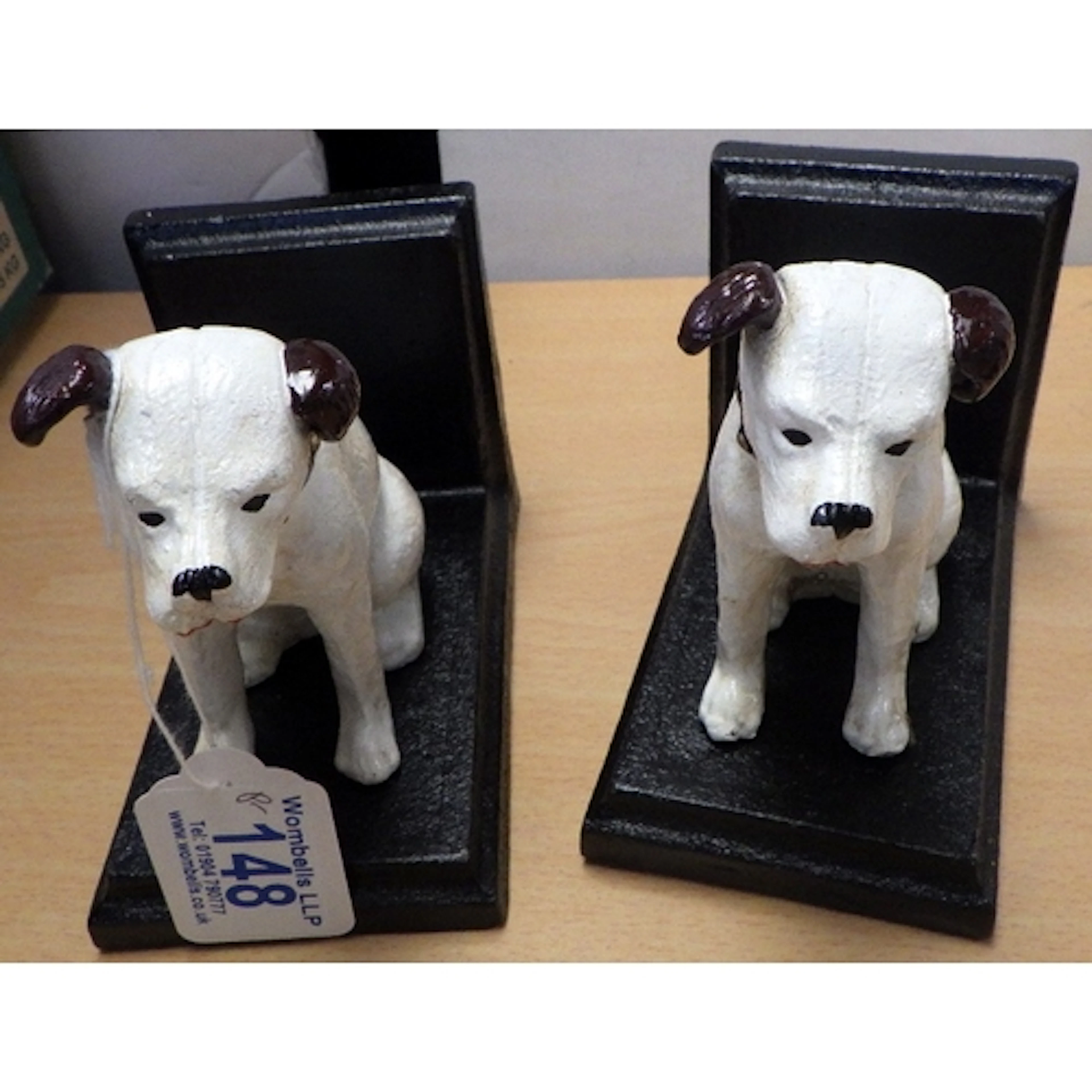 A pair of cast iron HMV Nipper Dog bookends