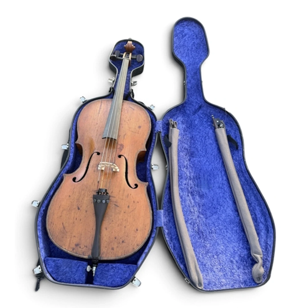 A LATE 19TH CENTURY UNLABELLED ACOUSTIC CELLO The spruce top...