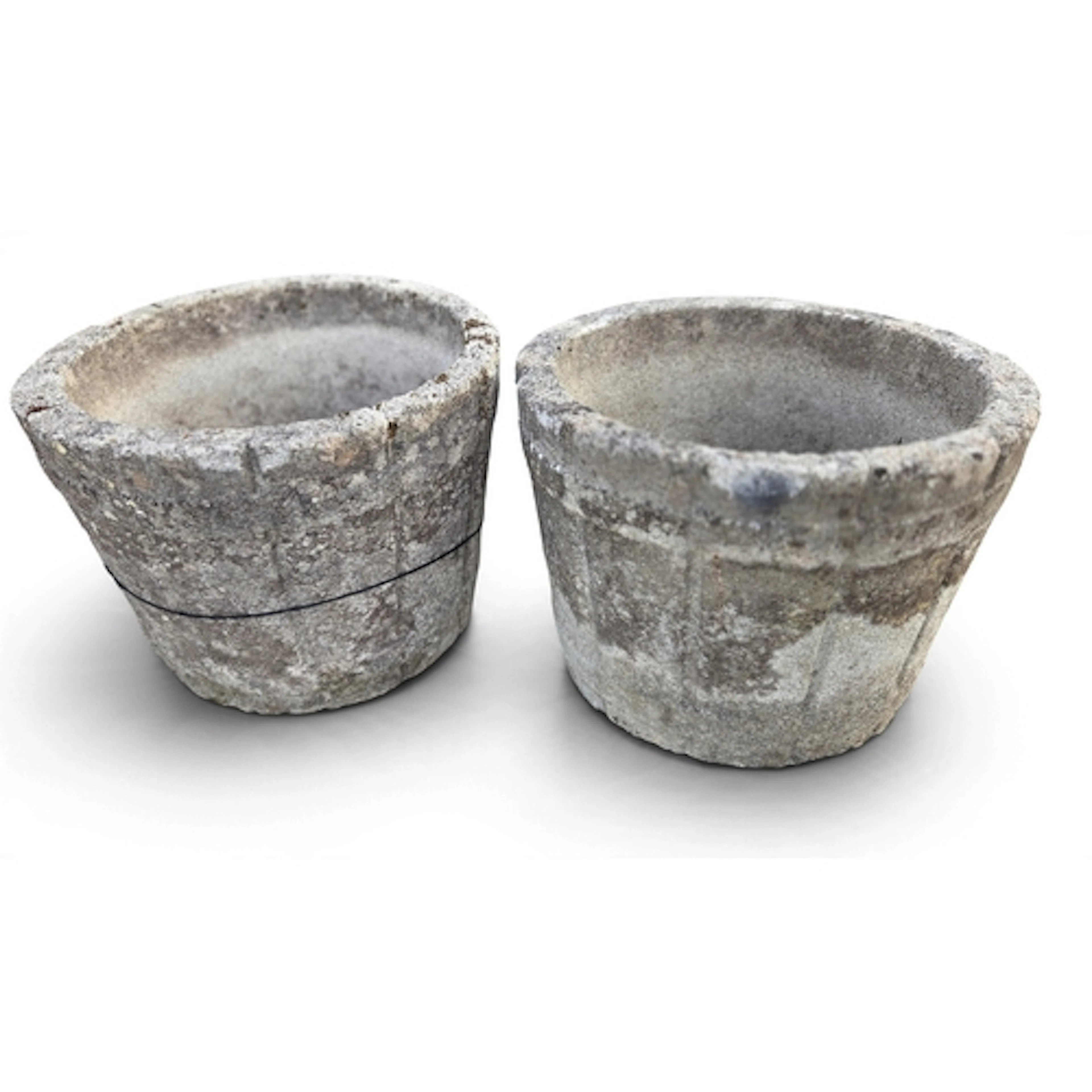Two Stone Pots. H 23 cm approx.