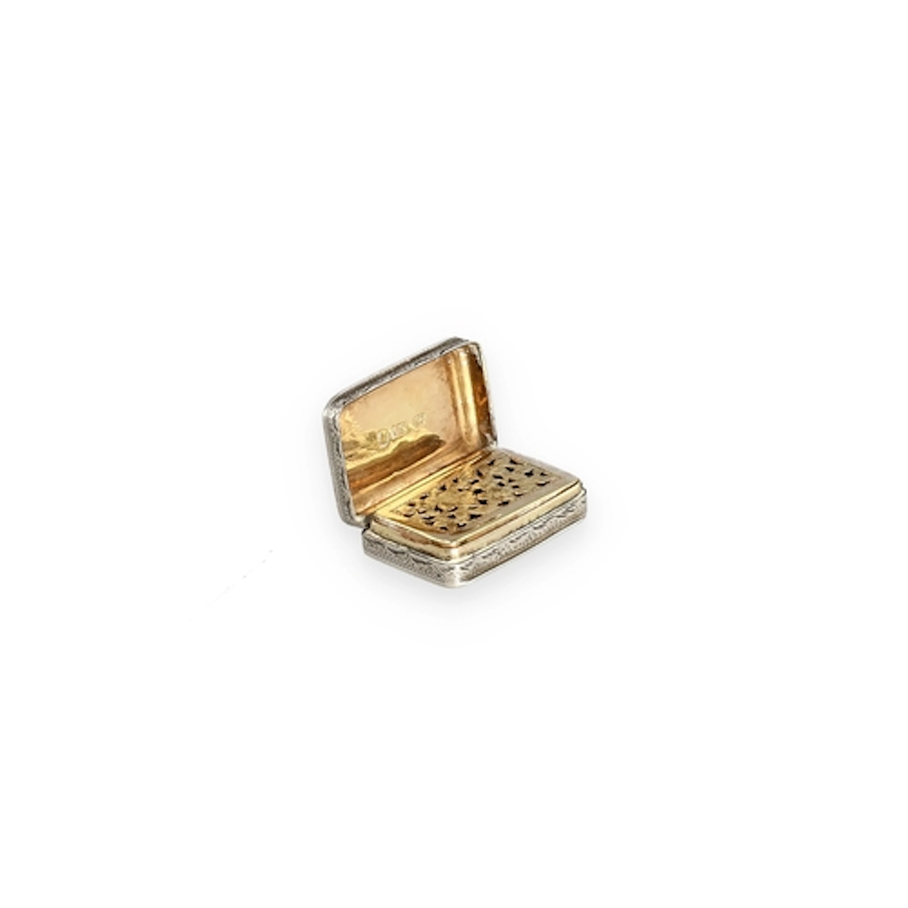 A GEORGE III SILVER RECTANGULAR VINAIGRETTE, JOHN SHAW, BIRM...