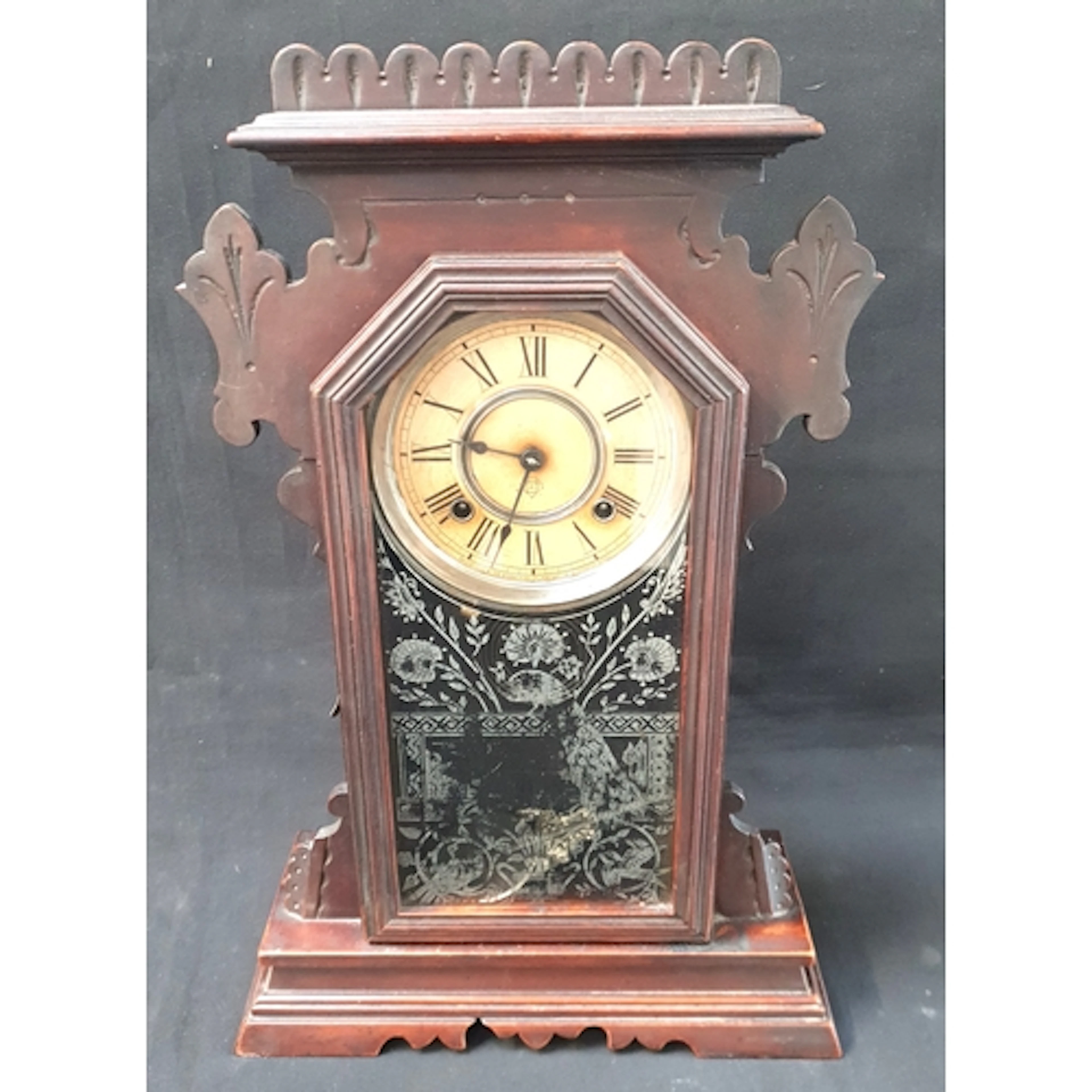 ANSONIA GINGERBREAD CLOCK featuring intricate carved wooded ...