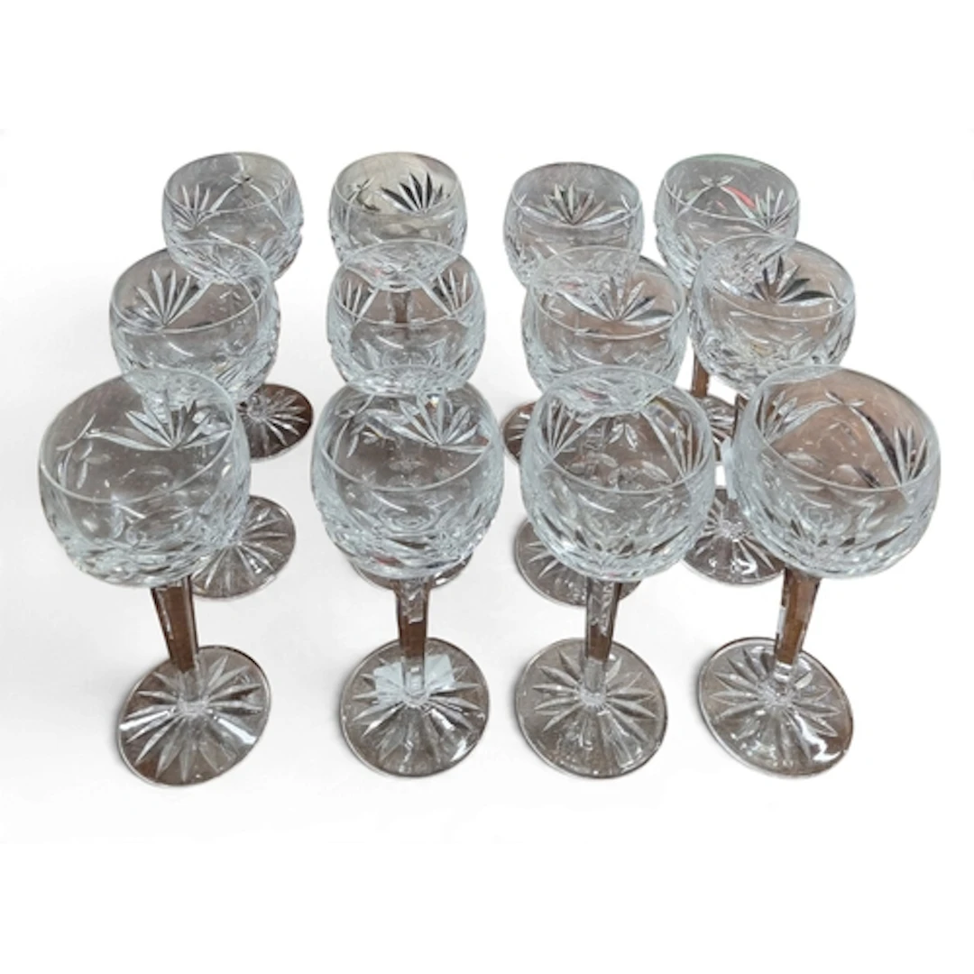 A good set of twelve Waterford Crystal Hock Glasses. H 19 cm...