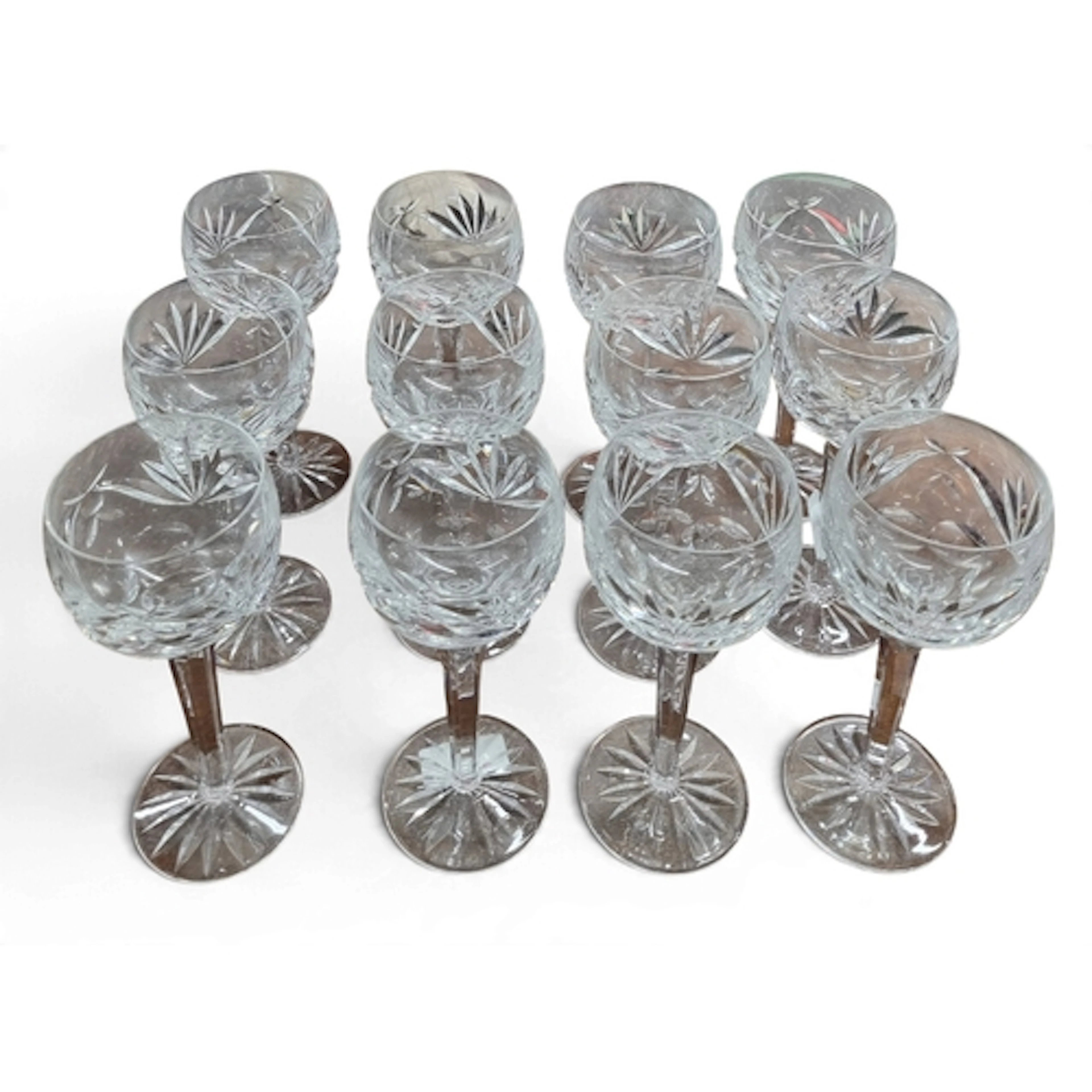 A good set of twelve Waterford Crystal Hock Glasses. H 19 cm...