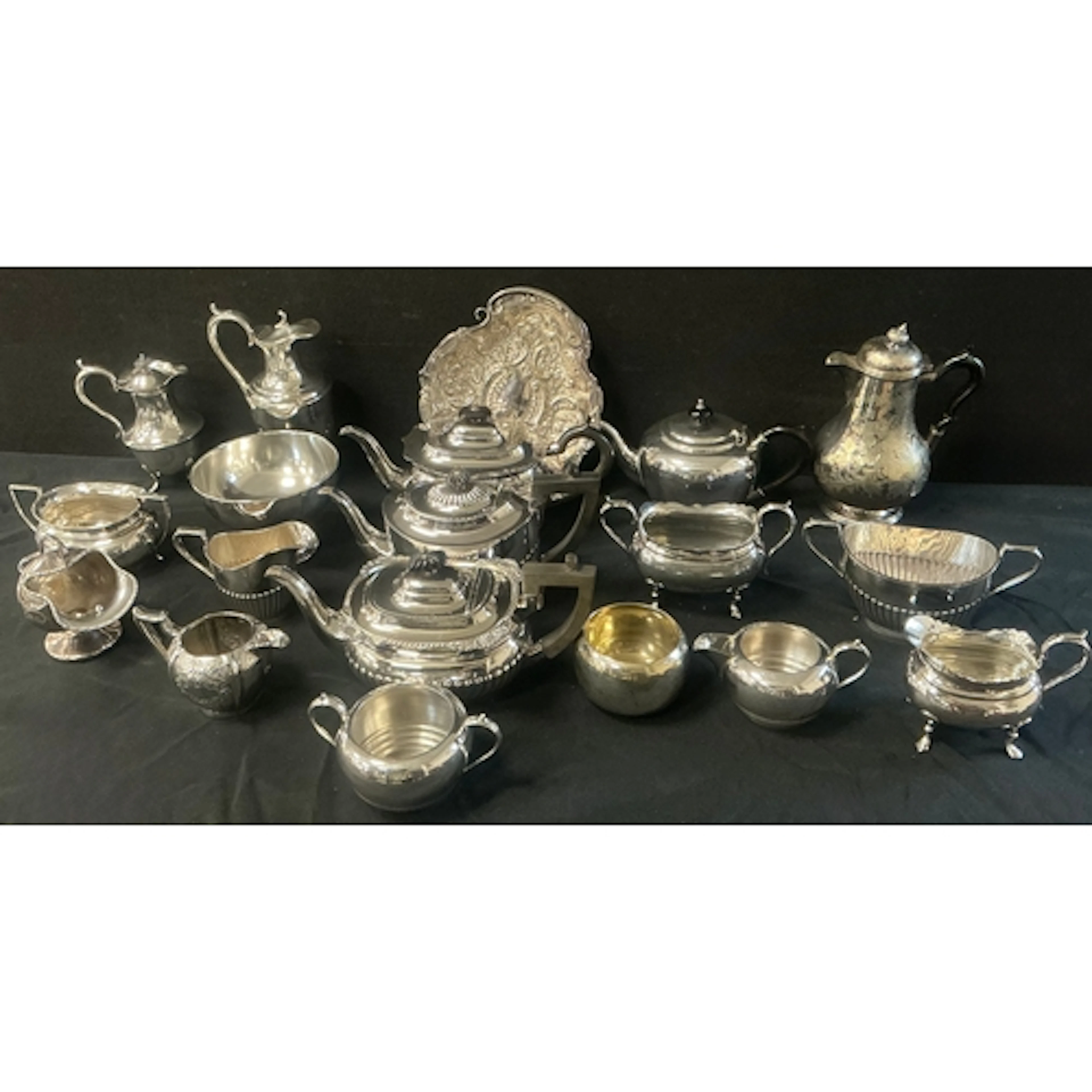 EPNS - an EPNS three piece tea set to include tea pot with s...
