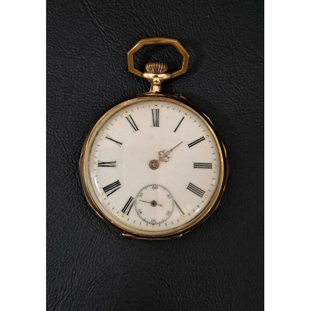 FOURTEEN CARAT GOLD CASED OPEN FACE POCKET WATCH the dial wi...