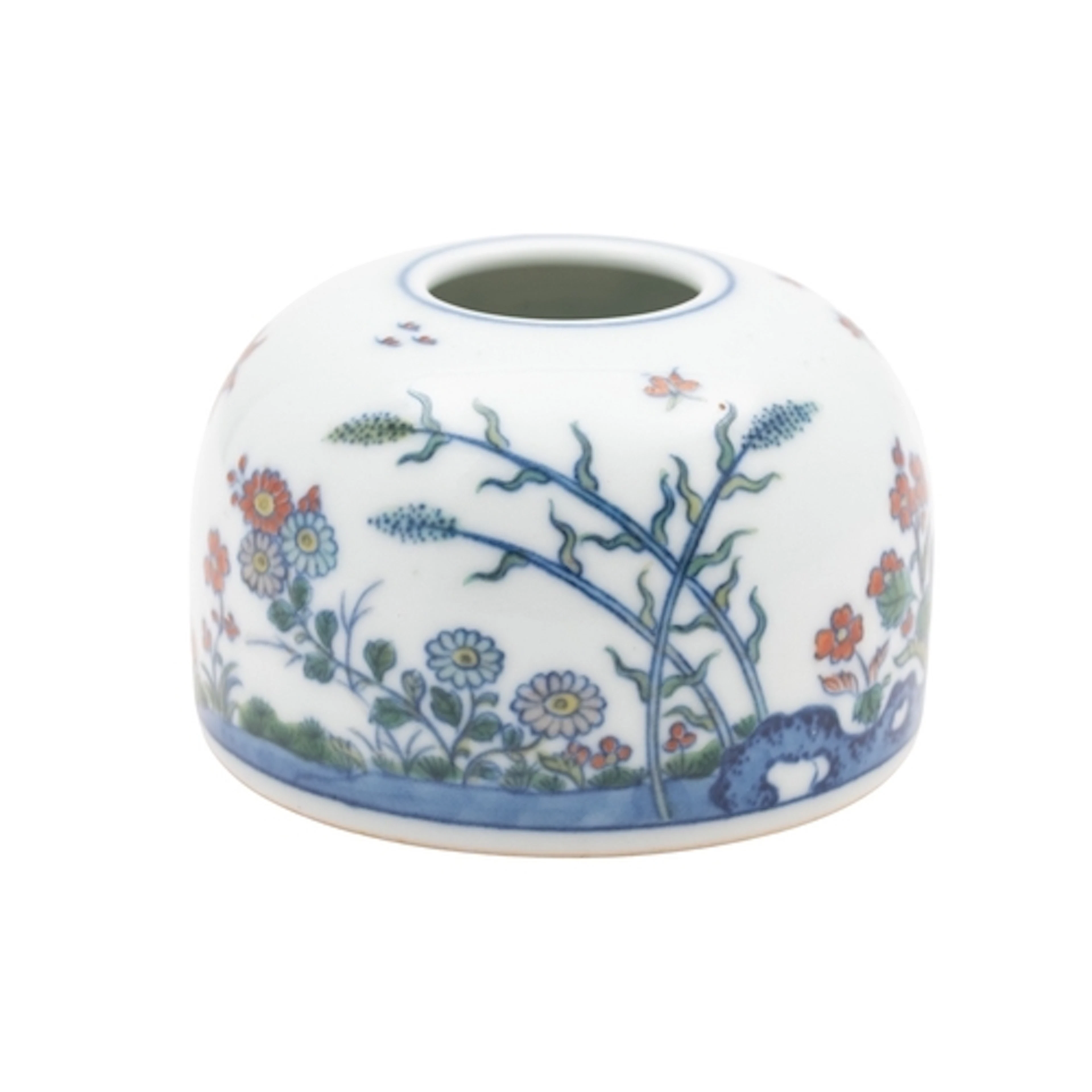 A Chinese doucai beehive water pot painted with rockwork, in...