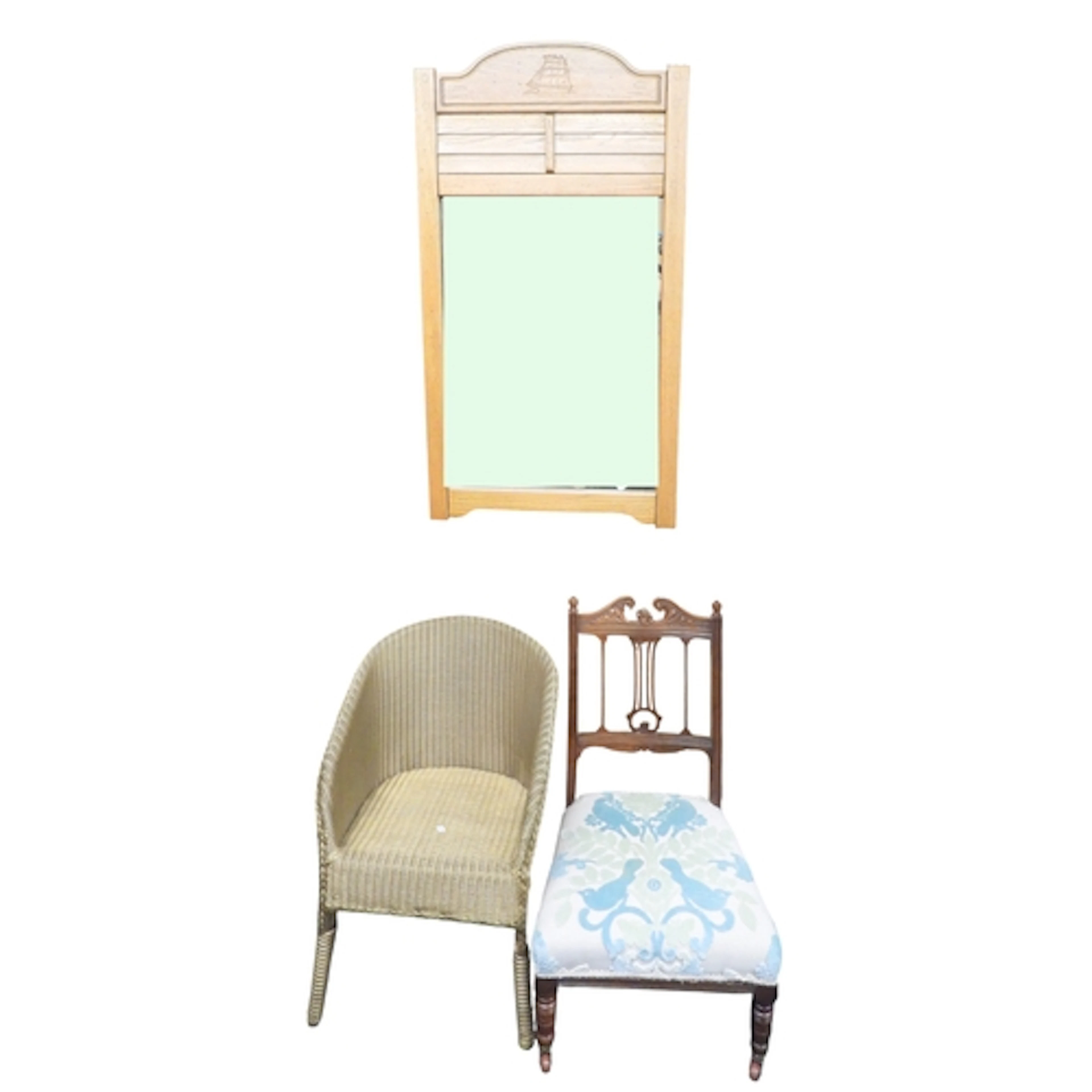 A mixed lot to include Lloyd loom style armchair, late Victo...