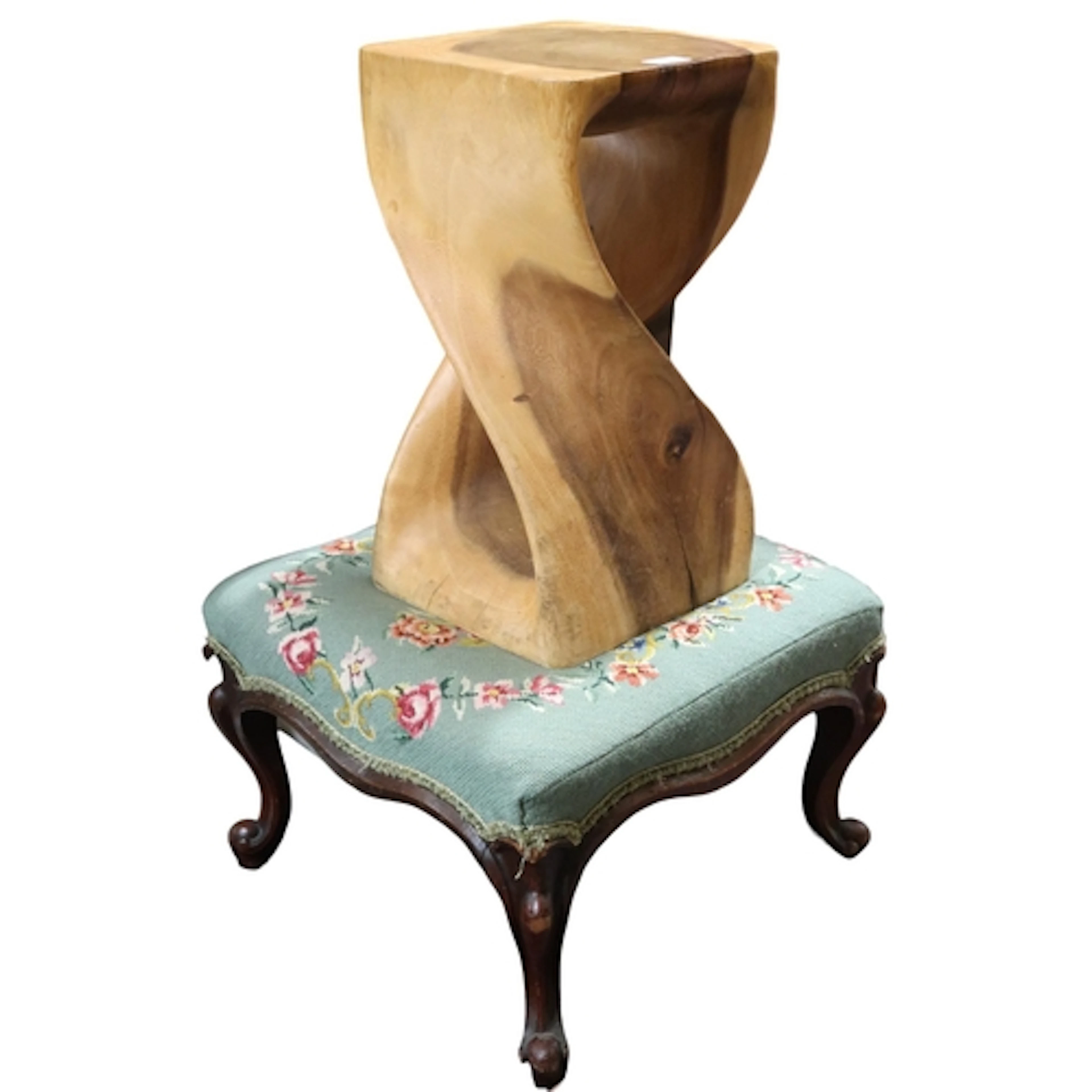A lot comprising a 20th century fruit wood twisted base occa...