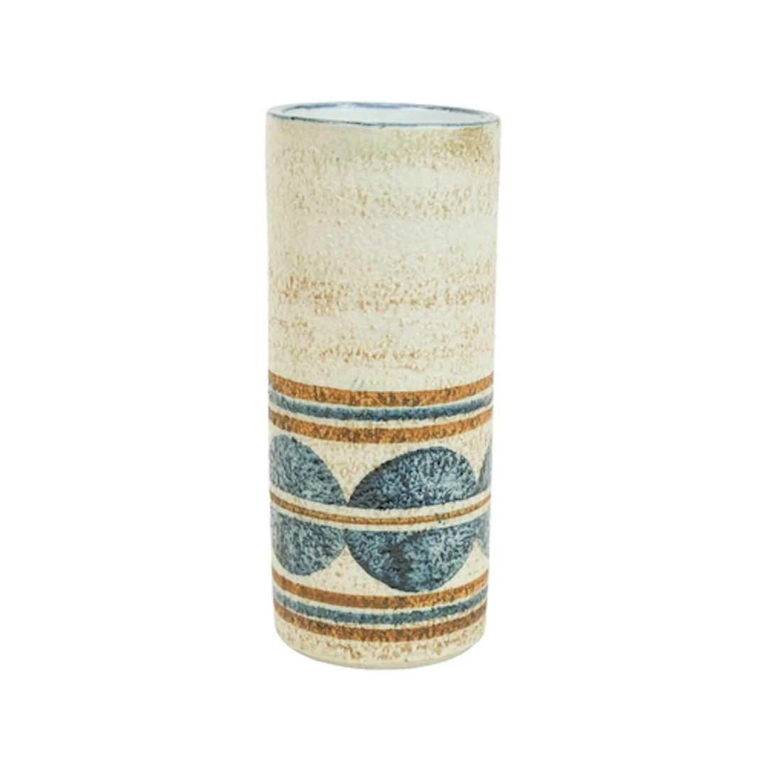 A Troika small cylindrical vase. Decorated with a lower band...