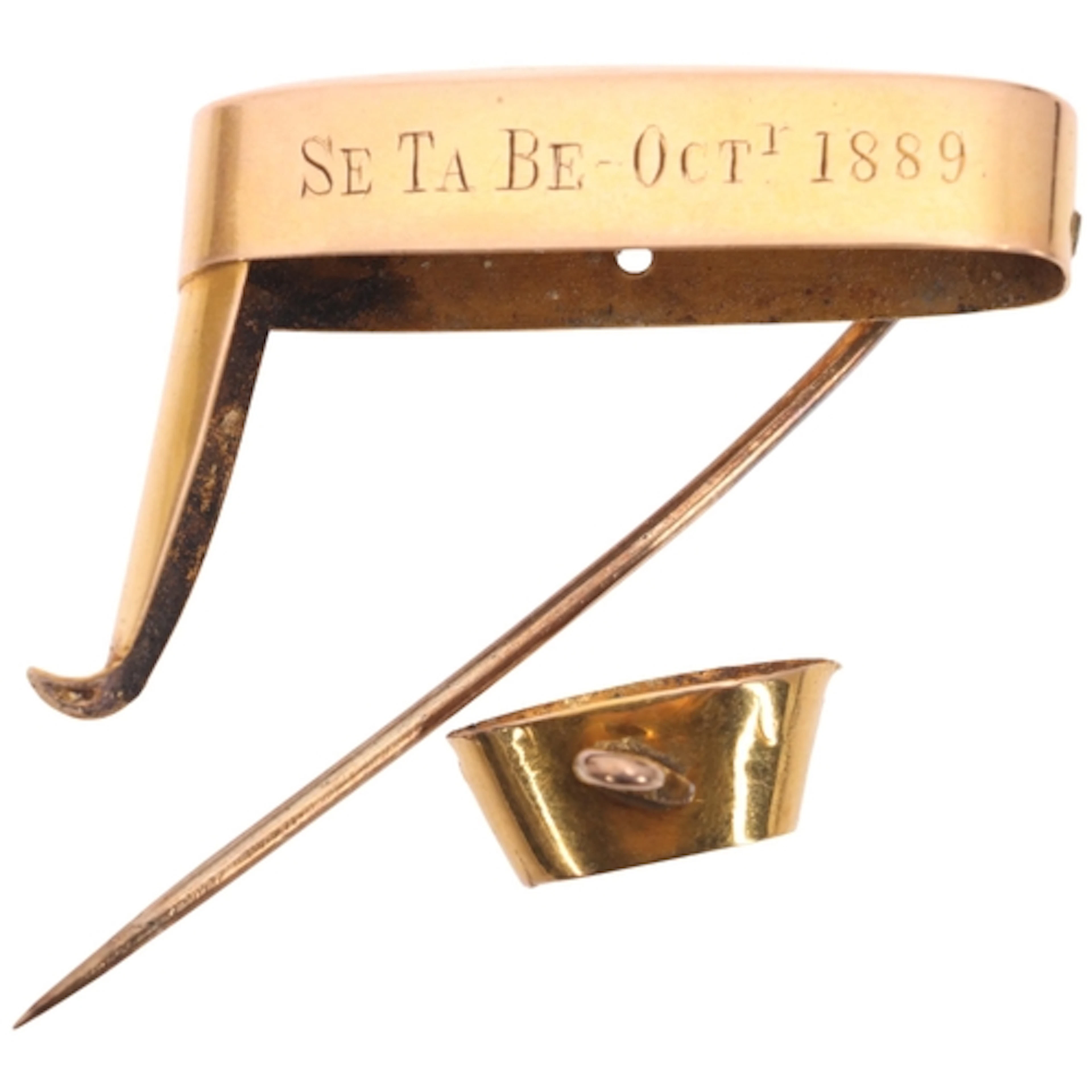 An Antique Victorian 14ct gold brooch mount, previously atta...