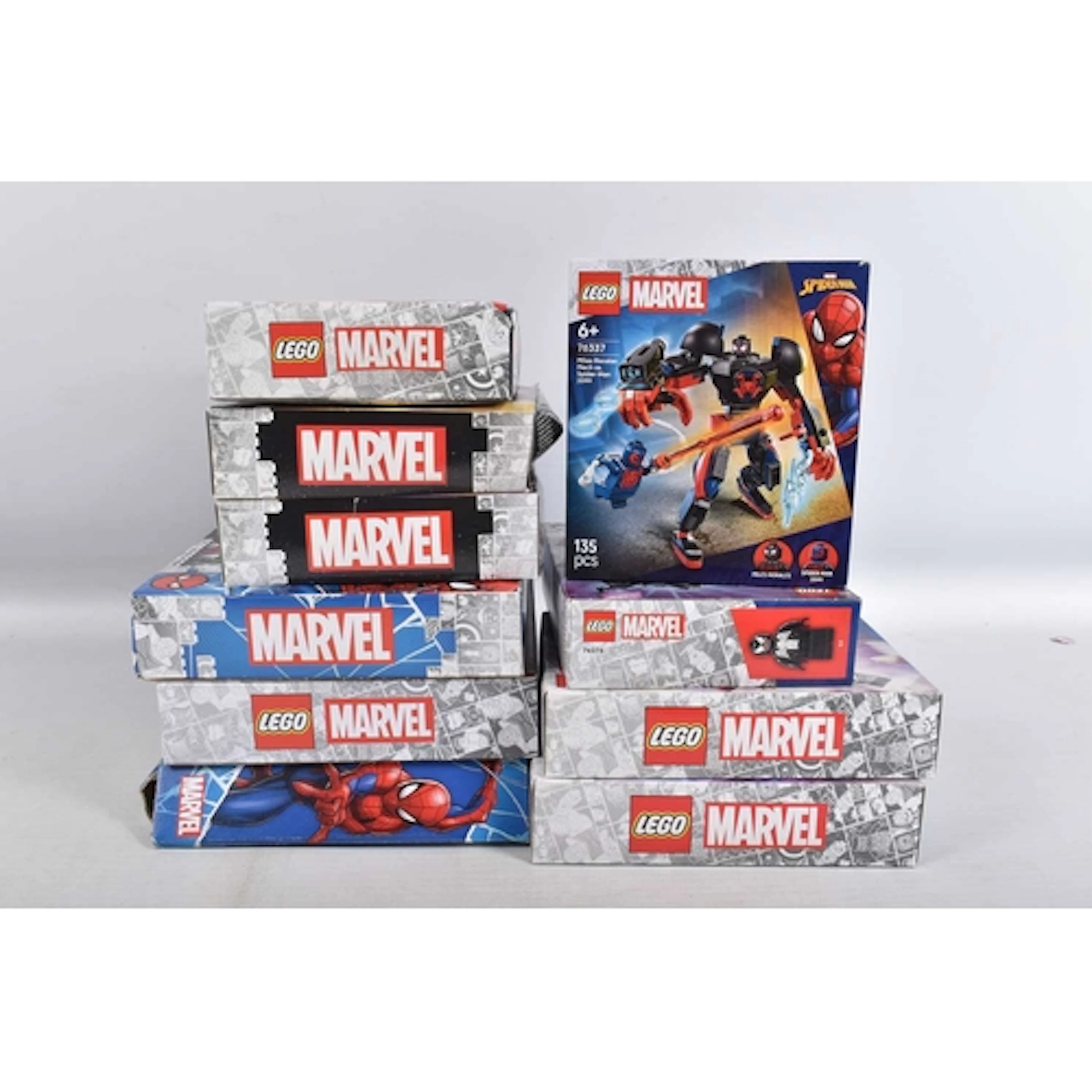 TEN BOXED MARVEL LEGO SETS, to include an opened but still b...