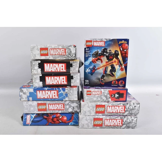 TEN BOXED MARVEL LEGO SETS, to include an opened but still b...