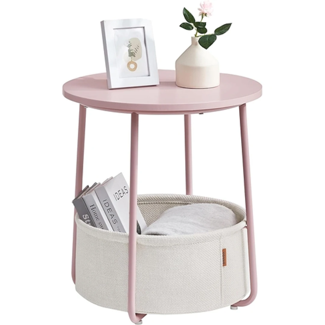 VASAGLE BY SONGMICS ROUND SIDE TABLE in pastel pink and clou...