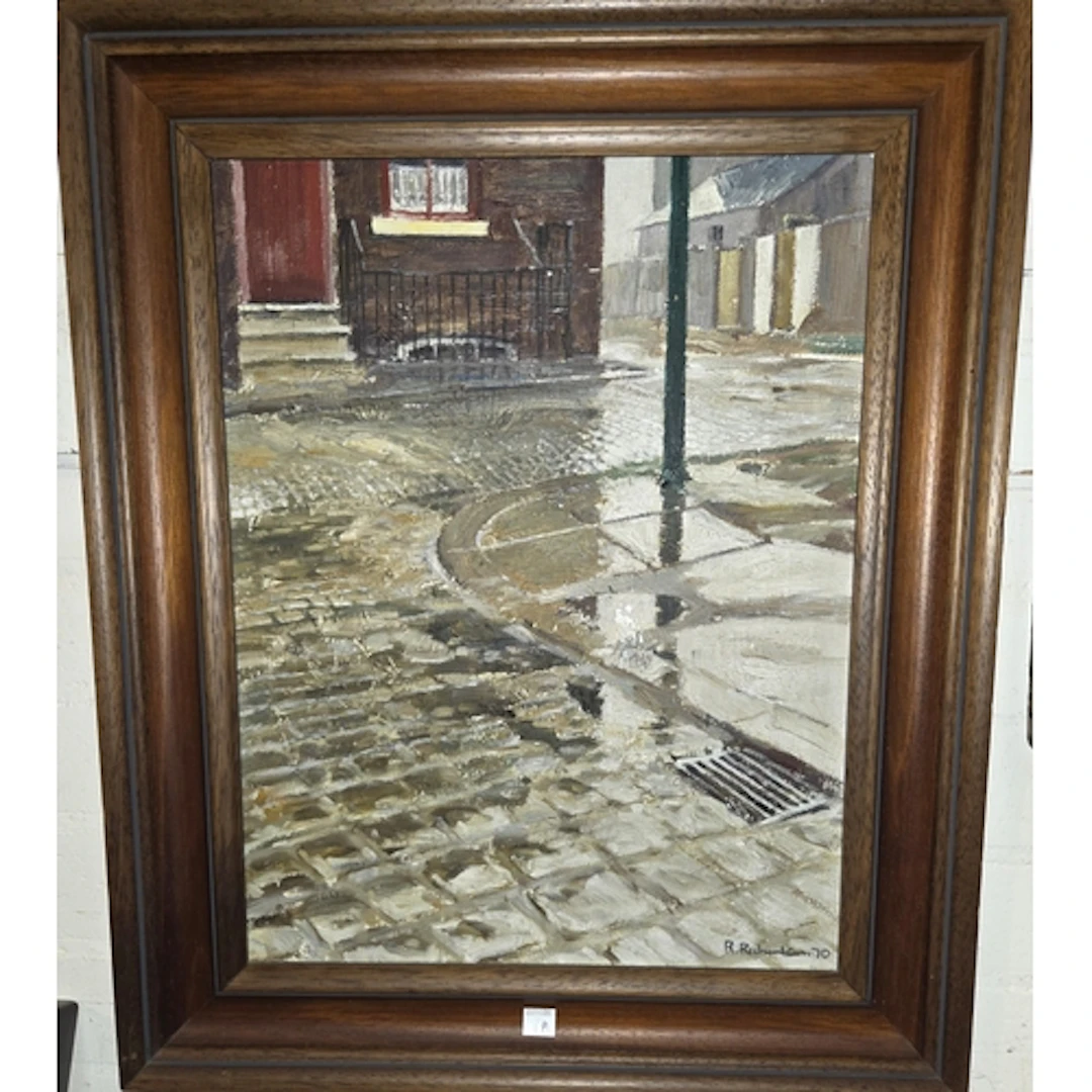 Bob Richardson Oil painting of Northern street scene, signed...