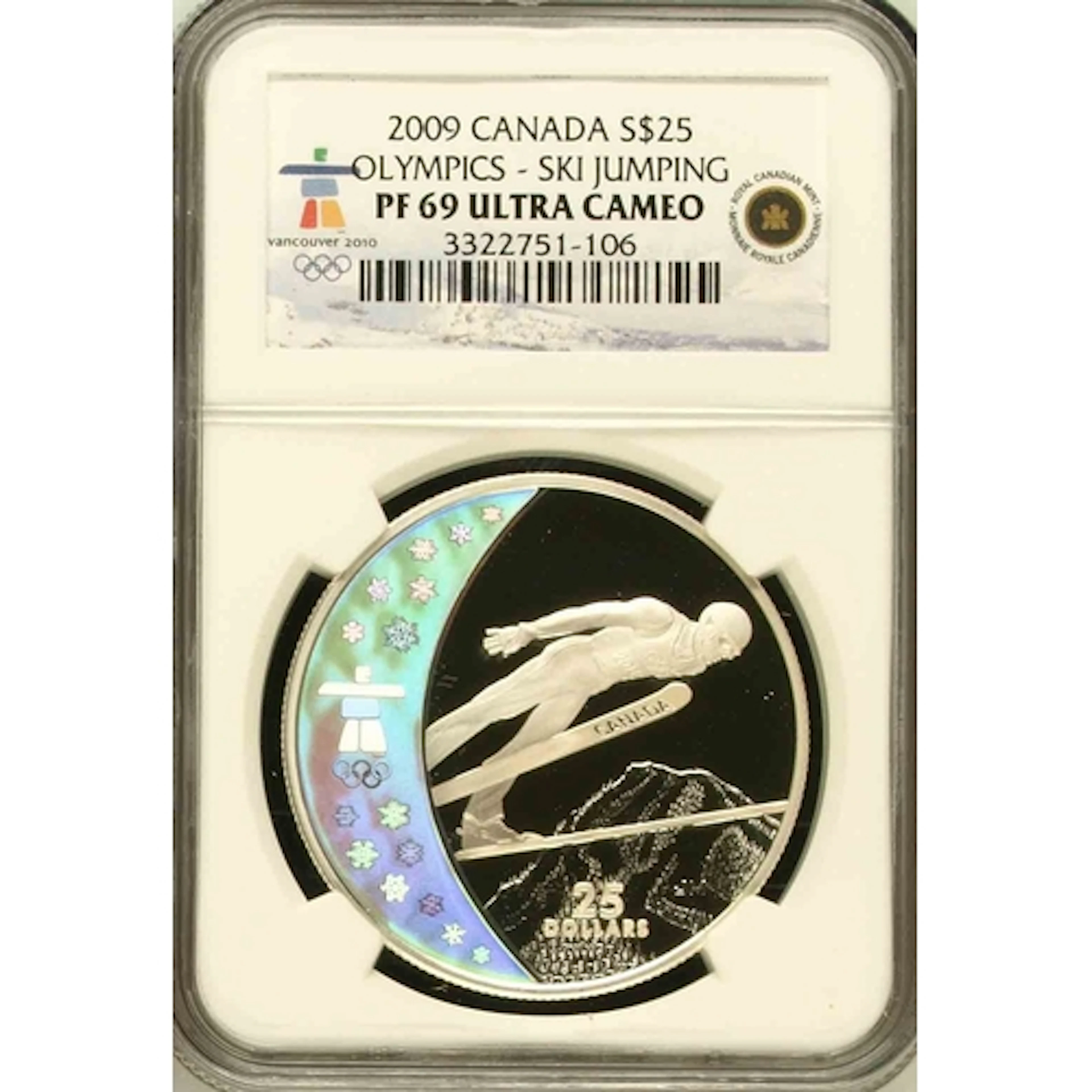 2009 Canada Vancouver Winter Olympics silver $25 coin, ‘Ski ...