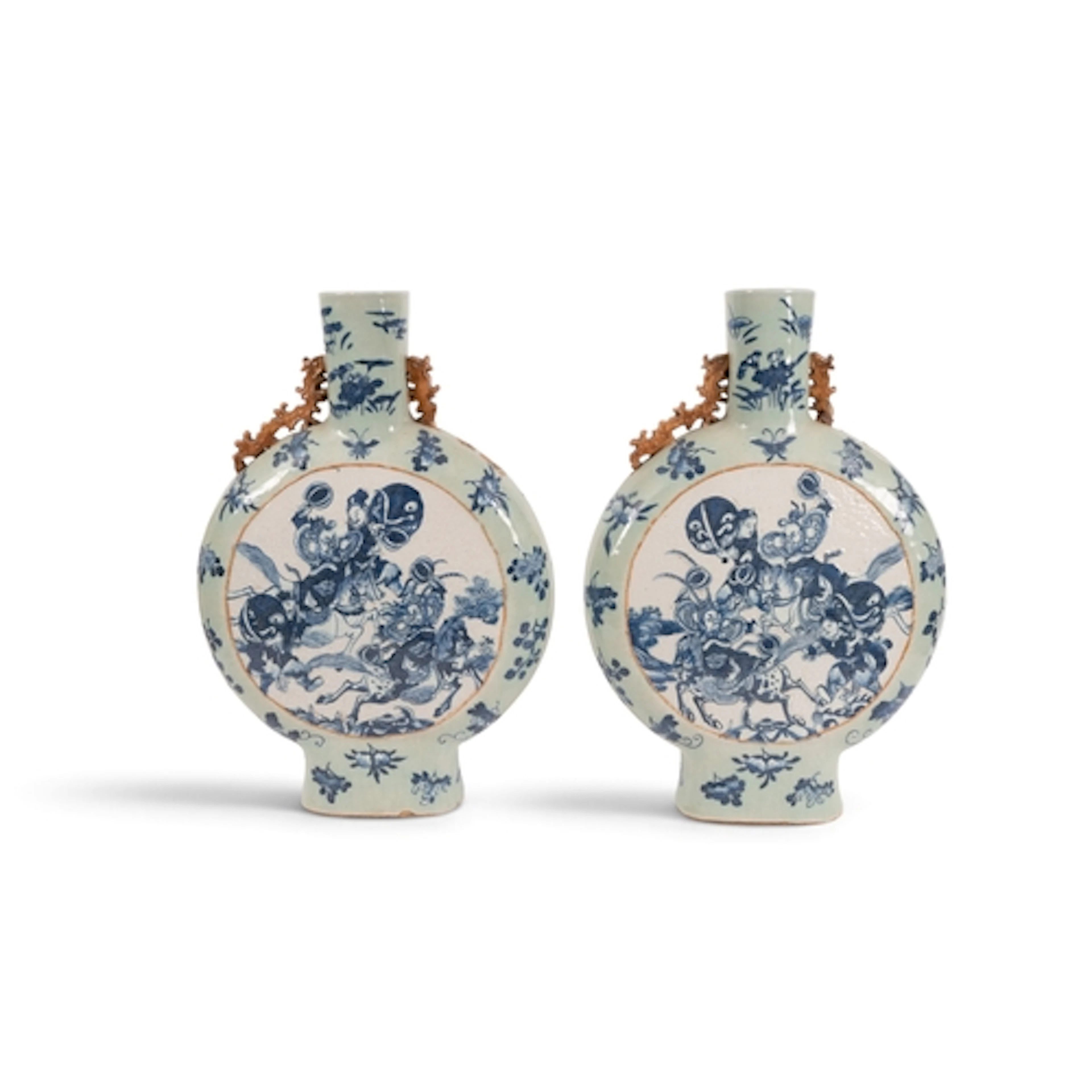 A large pair of Chinese moonflask vases (bianhu), late Qing ...