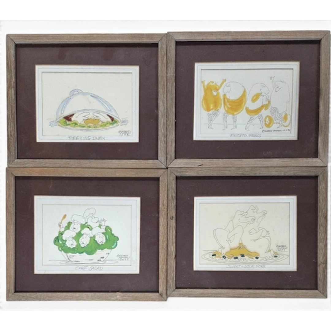 George Moran (US artist). A set of six caricature hand paint...