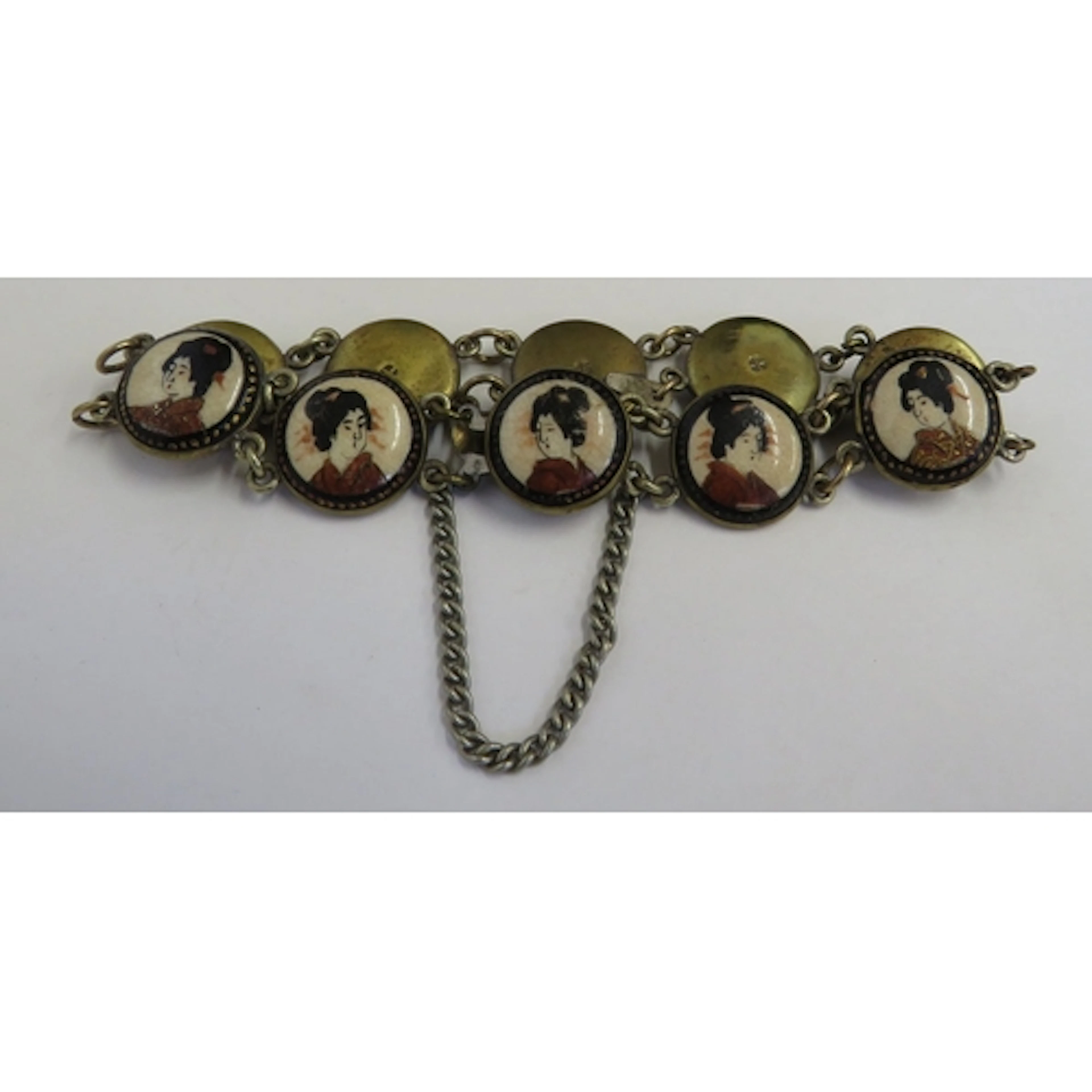 Base Metal Satsuma Ceramic Plaque Bracelet with Satsuma Mon ...