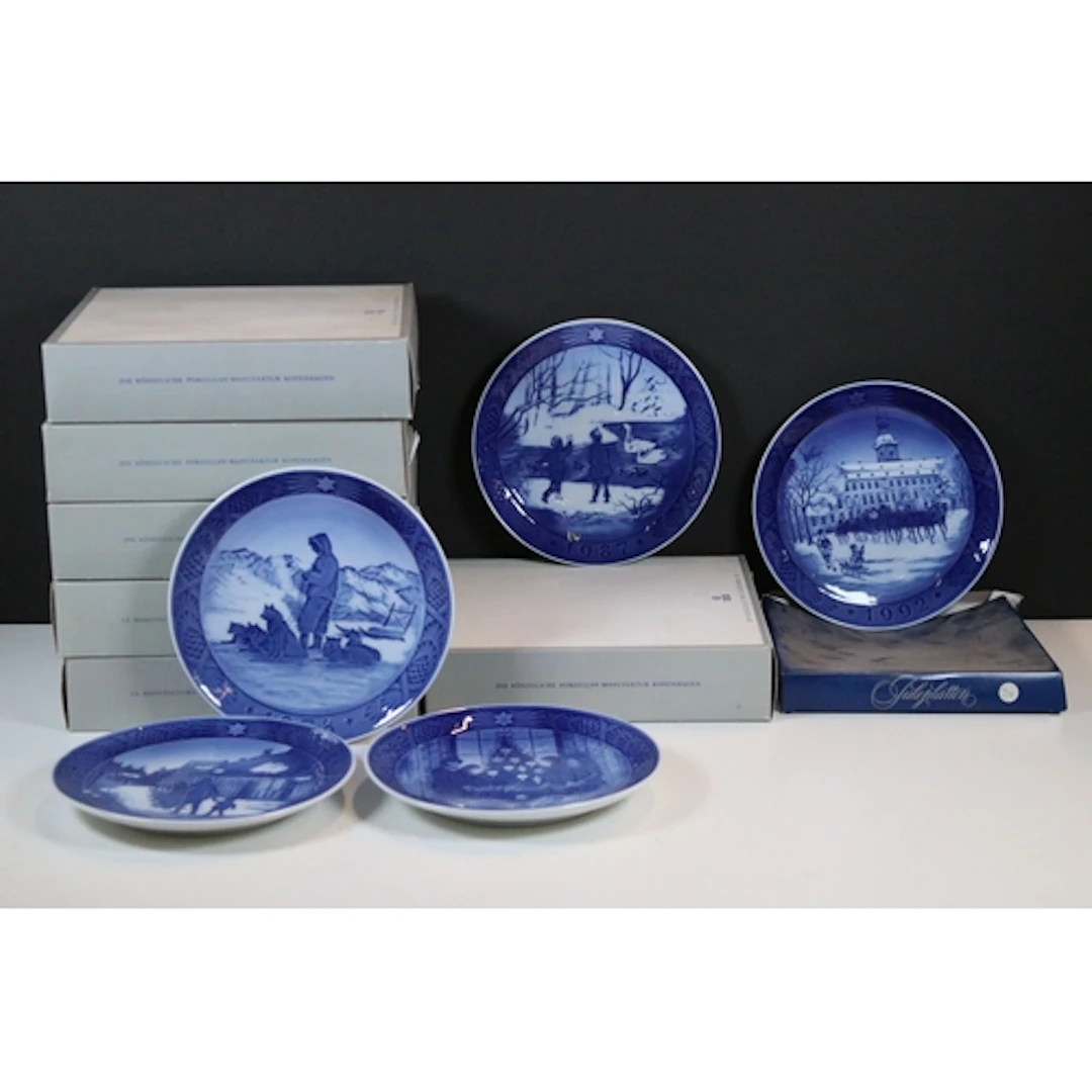 Large collection of Royal Copenhagen Christmas plates, compr...